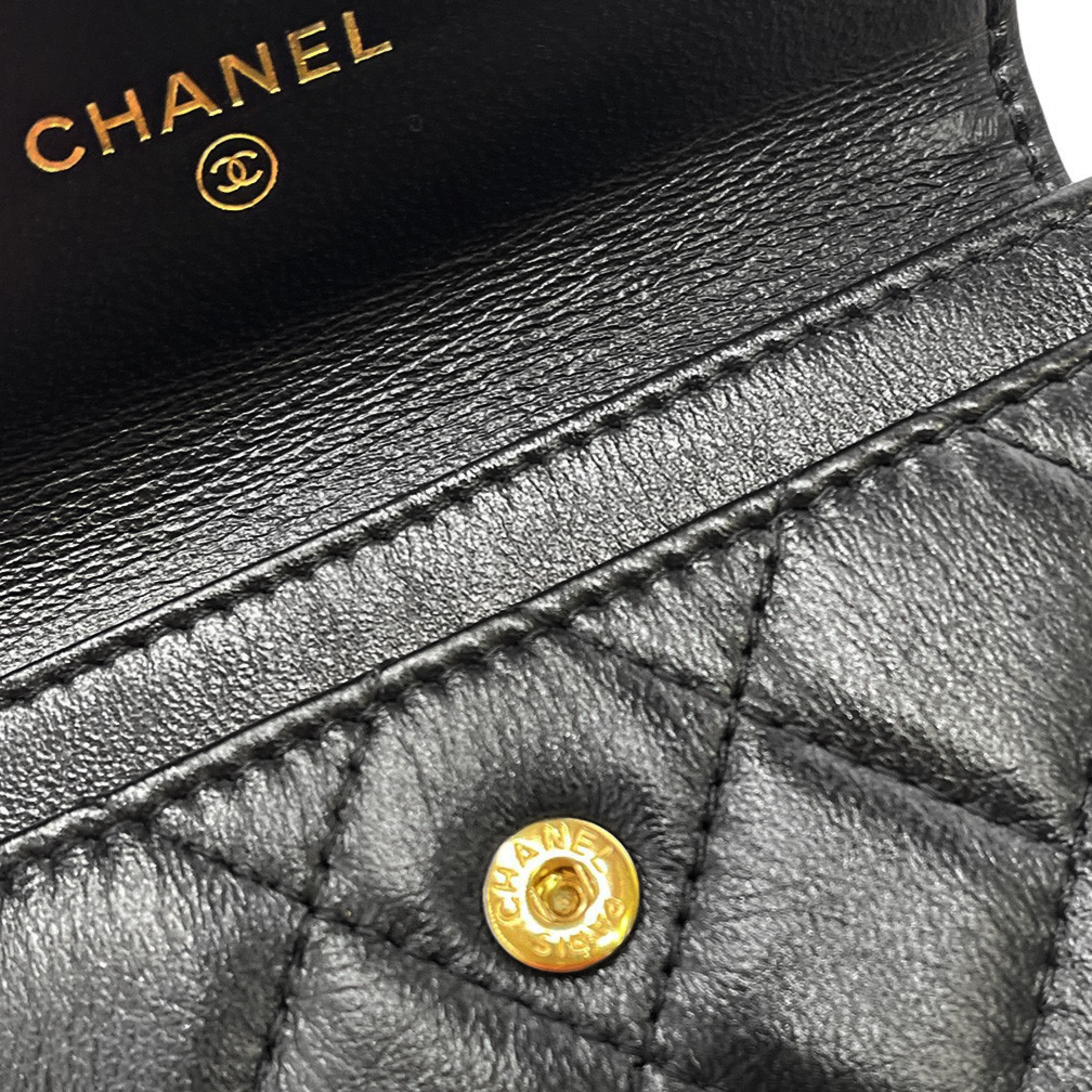 Women's Card Case, Business Card Holder, Lambskin Leather, Genuine Leather, Logo, Coco Mark CC, Black. — view 7