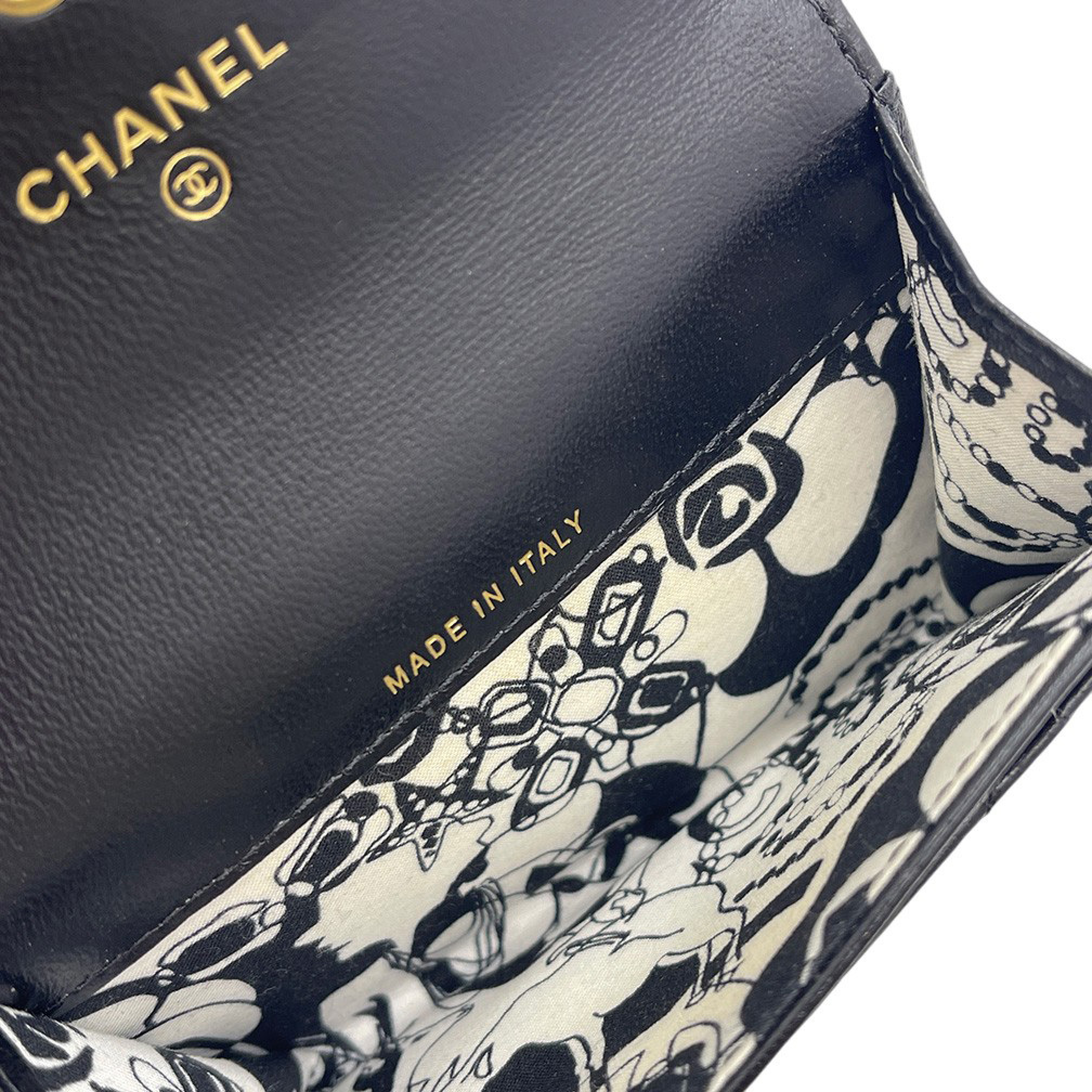 Women's Card Case, Business Card Holder, Lambskin Leather, Genuine Leather, Logo, Coco Mark CC, Black. — view 8