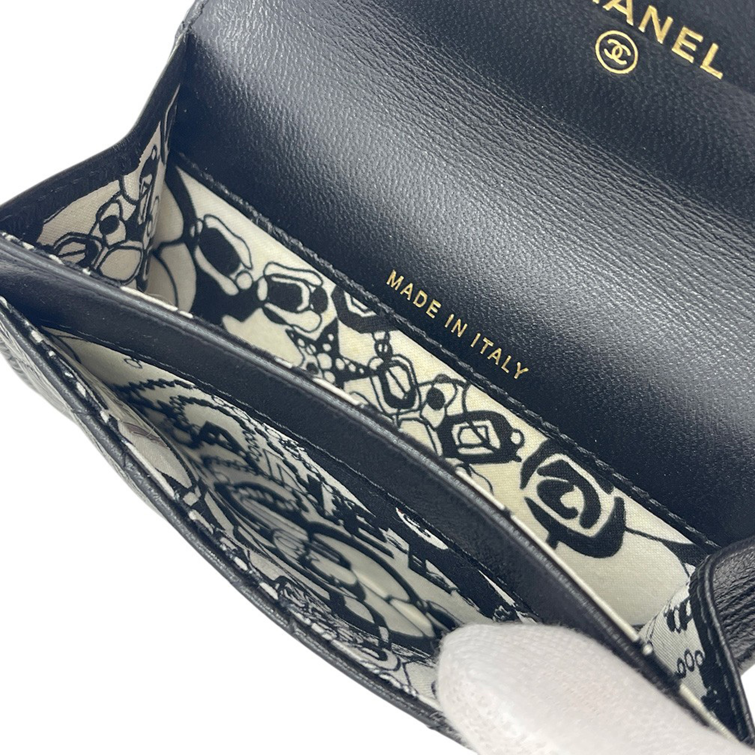 Women's Card Case, Business Card Holder, Lambskin Leather, Genuine Leather, Logo, Coco Mark CC, Black. — view 9