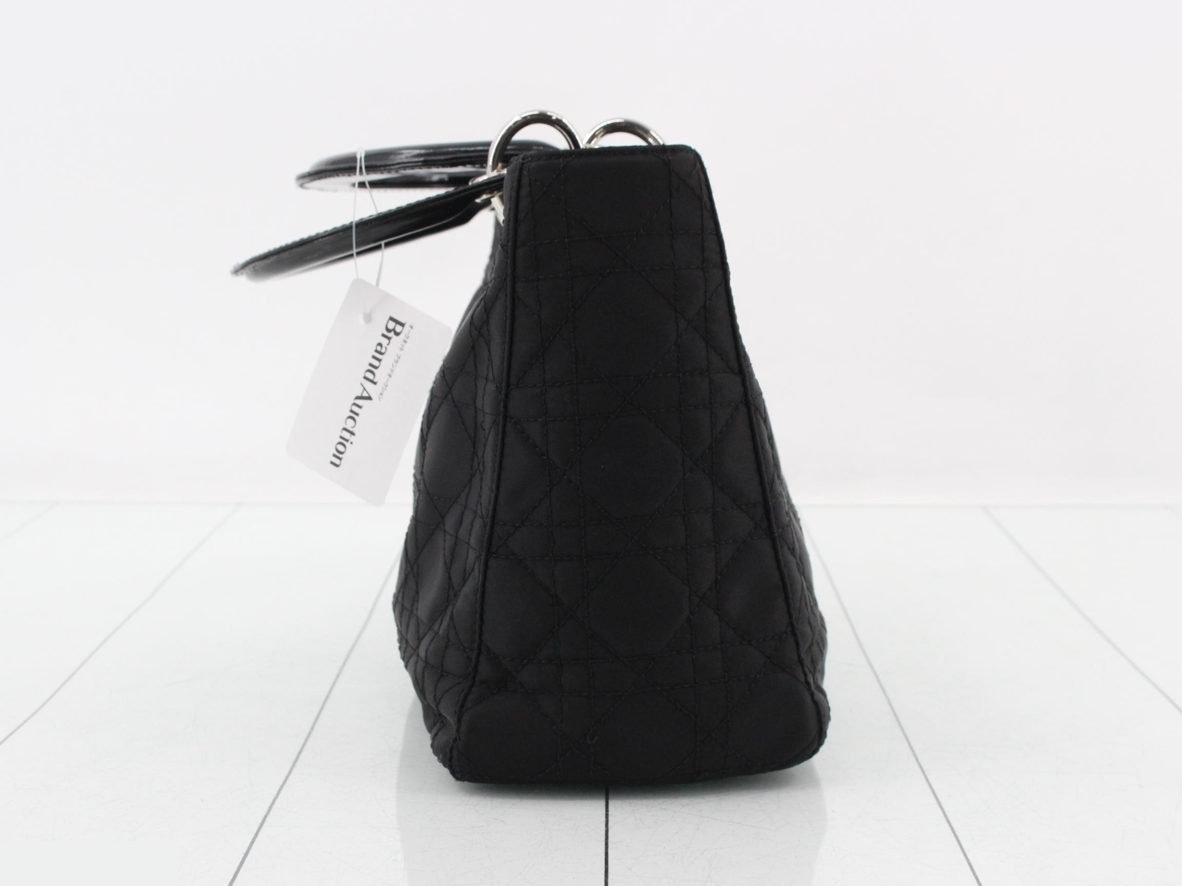 Lady Dior Medium 2-Way Nylon Bag, Black, Silver Hardware, Strap Included — view 4