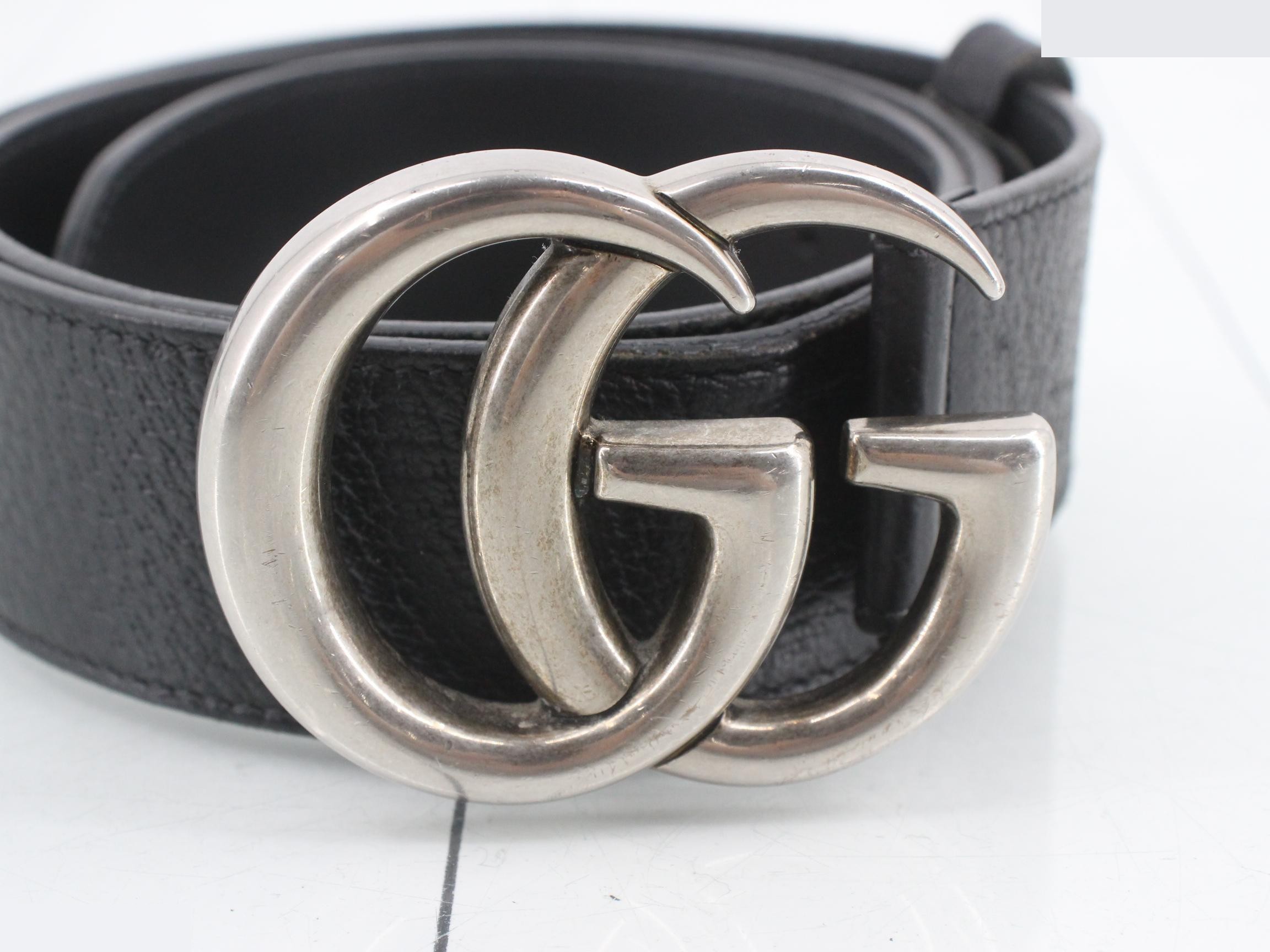 Double G buckle leather belt — view 3