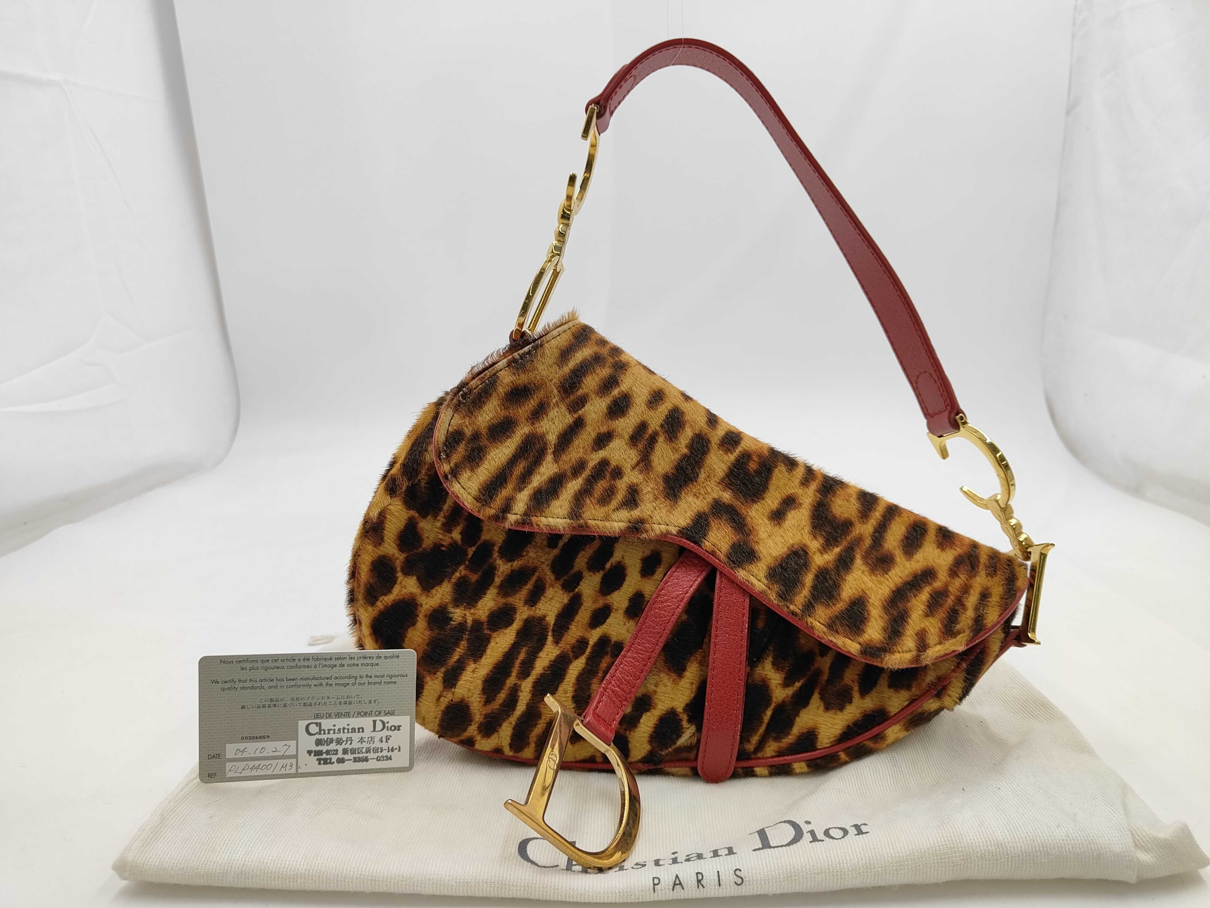 Saddle Bag, Calf Hair, Leopard Print, Dust Bag, Guarantee Card, Shoulder Bag