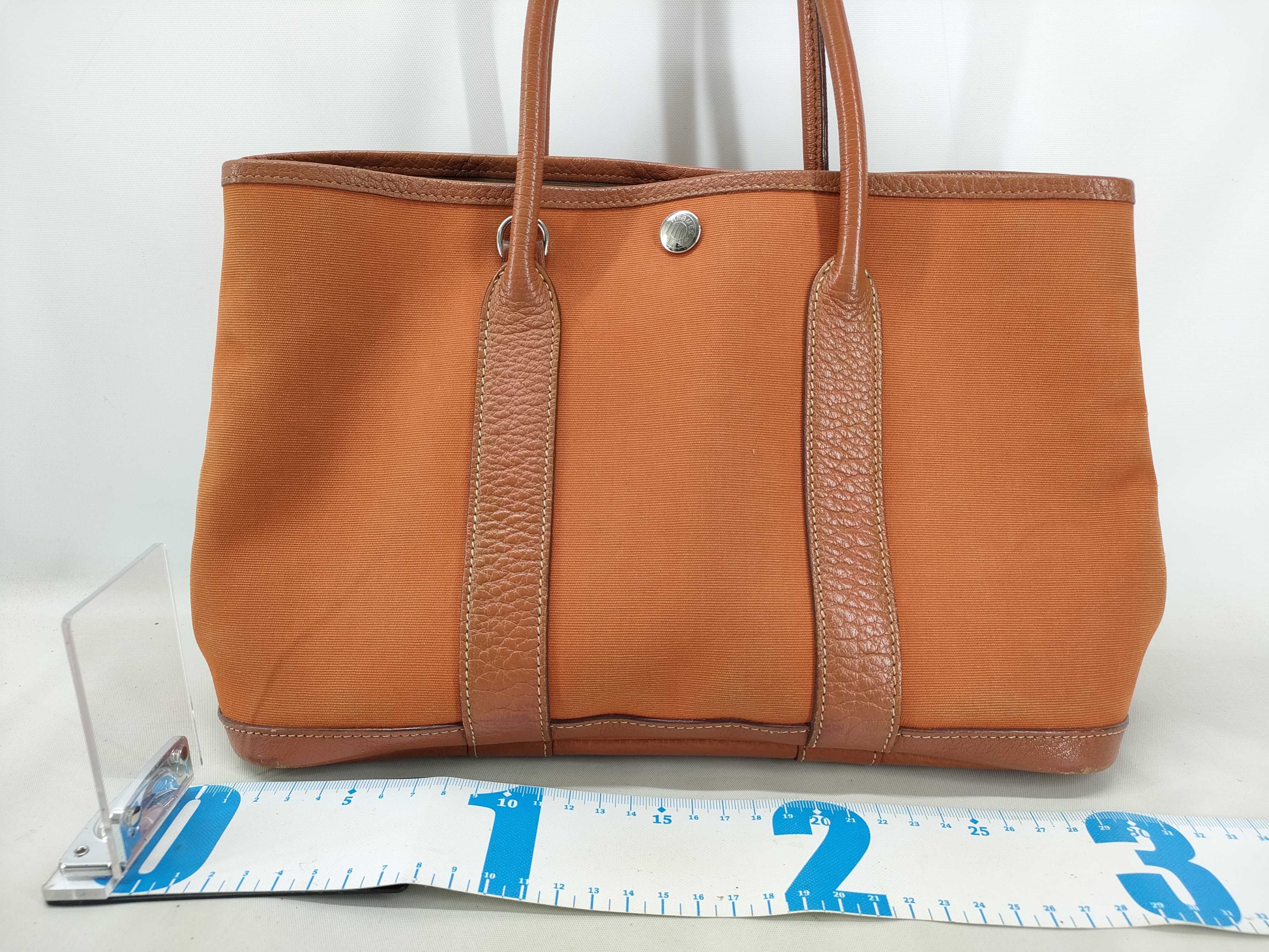Garden Party 30 TPM Toile Officier Orange Silver Hardware I Stamp Tote Bag — view 2