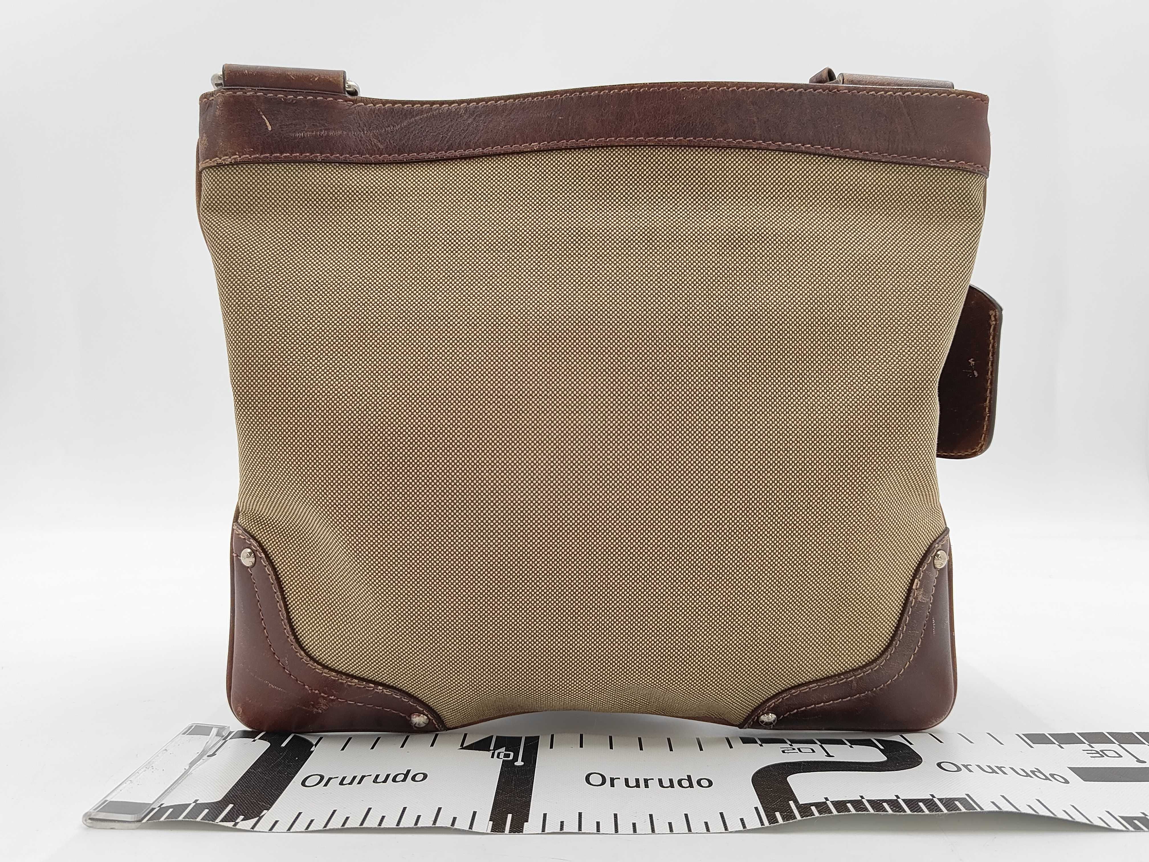 Shoulder Bag Jacquard Canvas Leather Brown Shoulder Bag — view 2