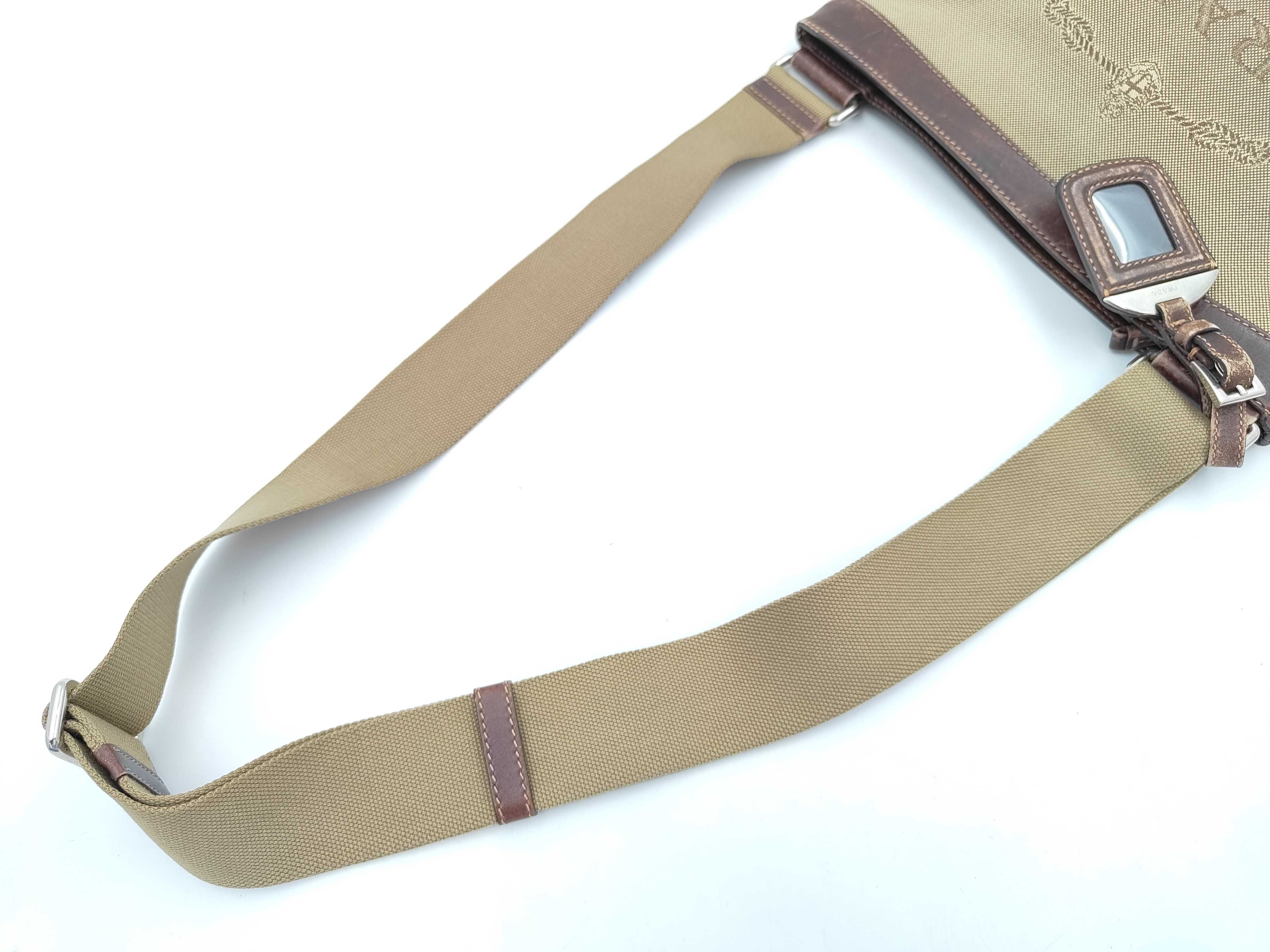 Shoulder Bag Jacquard Canvas Leather Brown Shoulder Bag — view 3