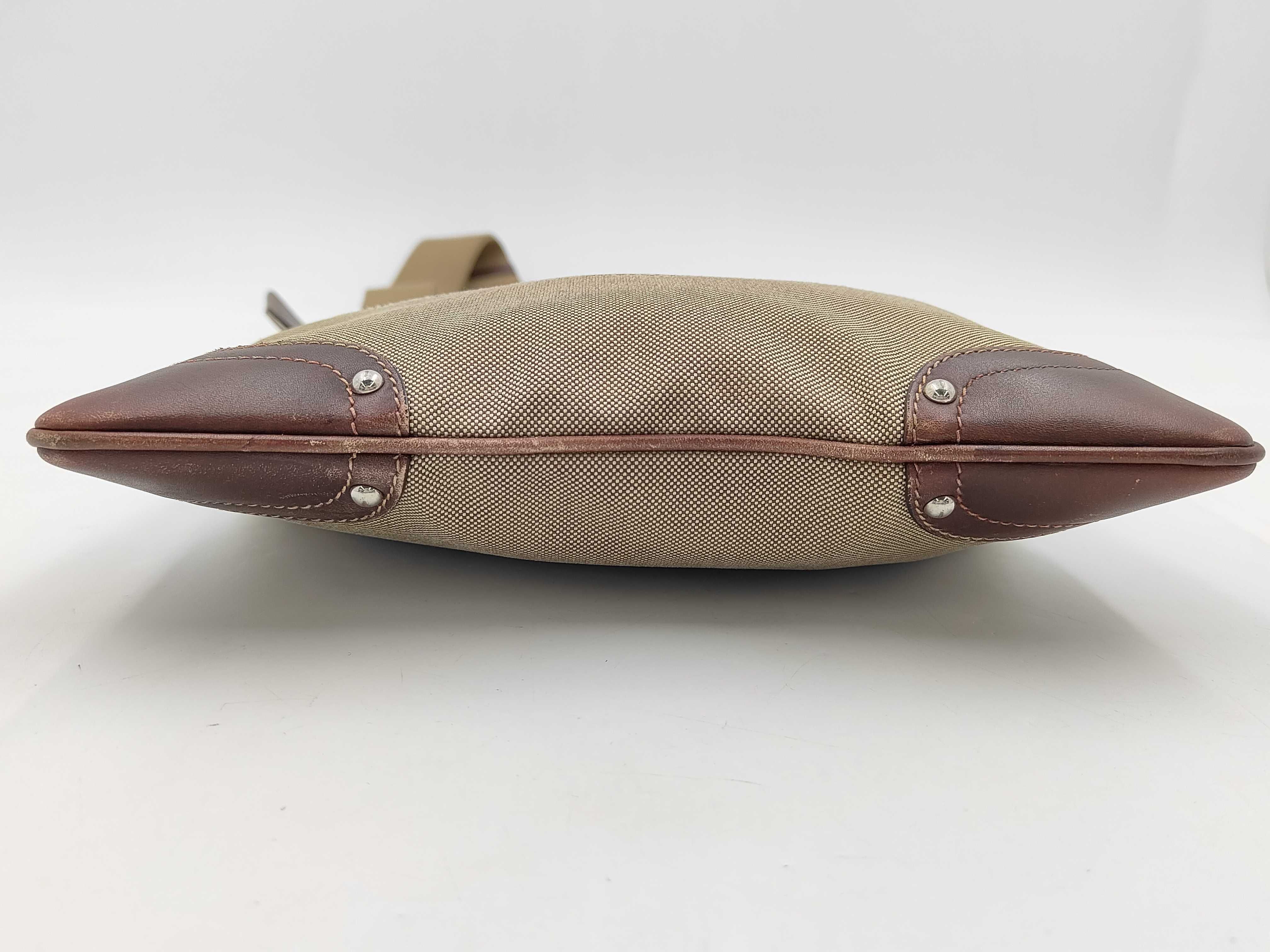 Shoulder Bag Jacquard Canvas Leather Brown Shoulder Bag — view 6
