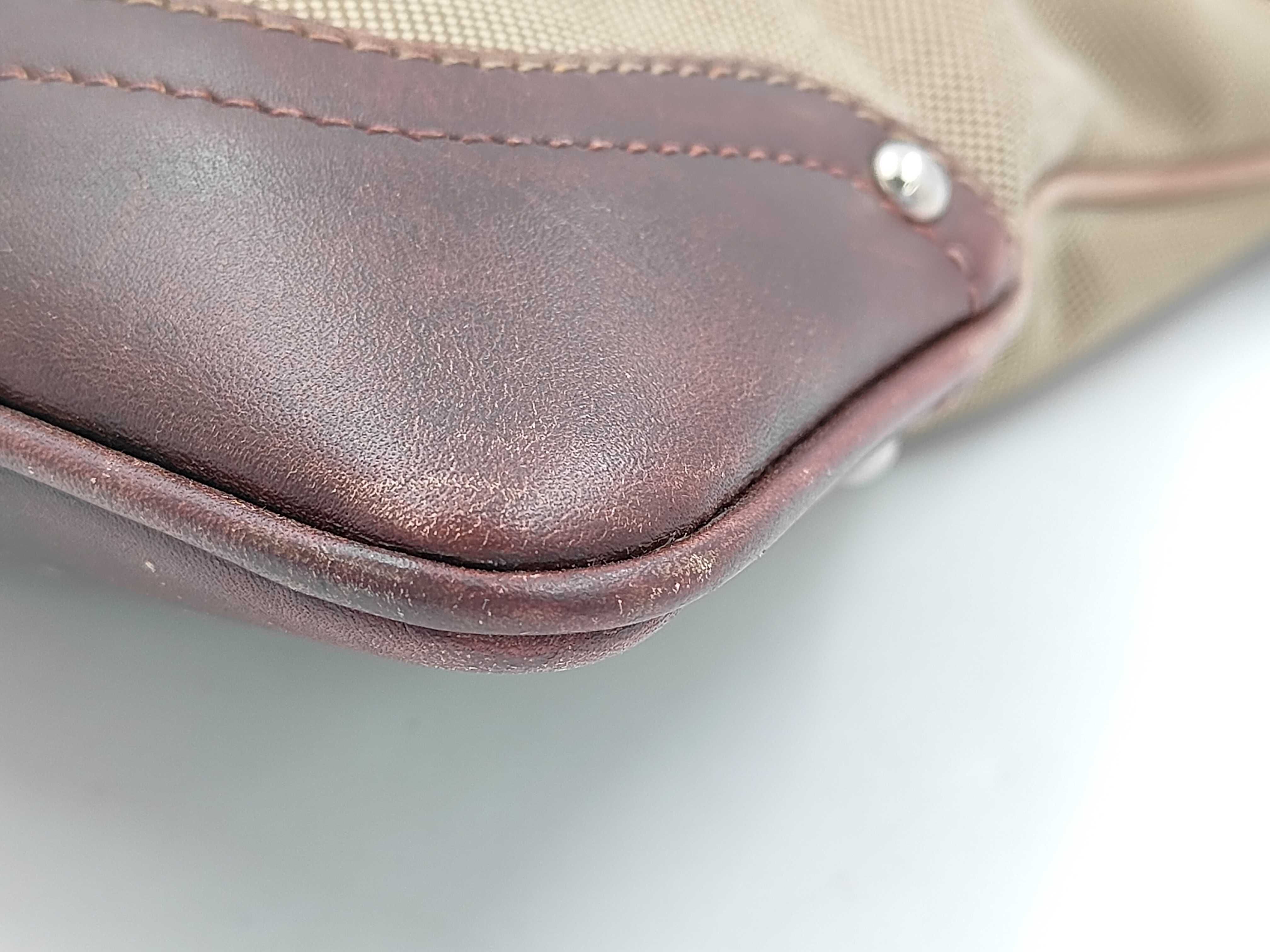 Shoulder Bag Jacquard Canvas Leather Brown Shoulder Bag — view 7