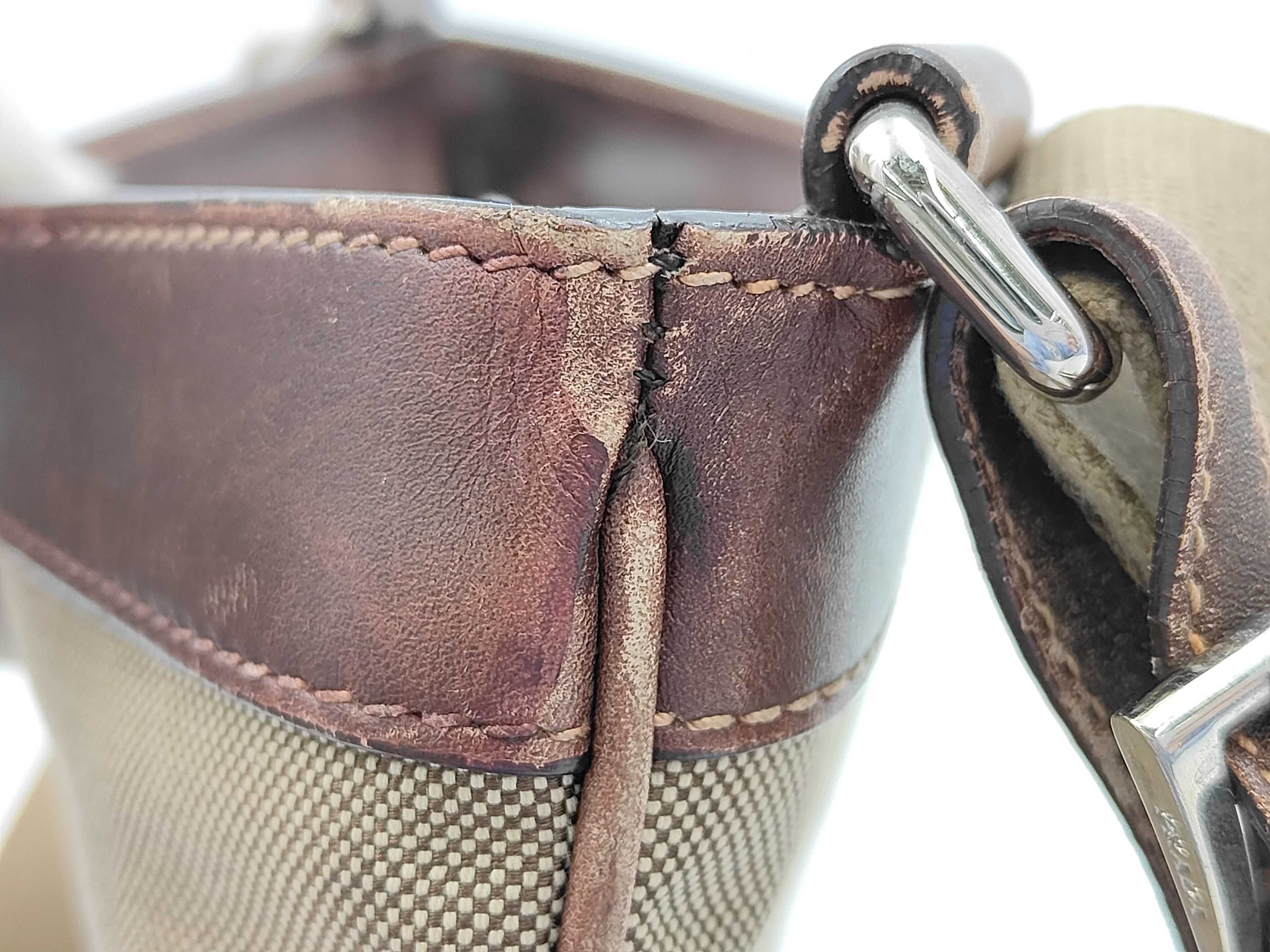 Shoulder Bag Jacquard Canvas Leather Brown Shoulder Bag — view 9