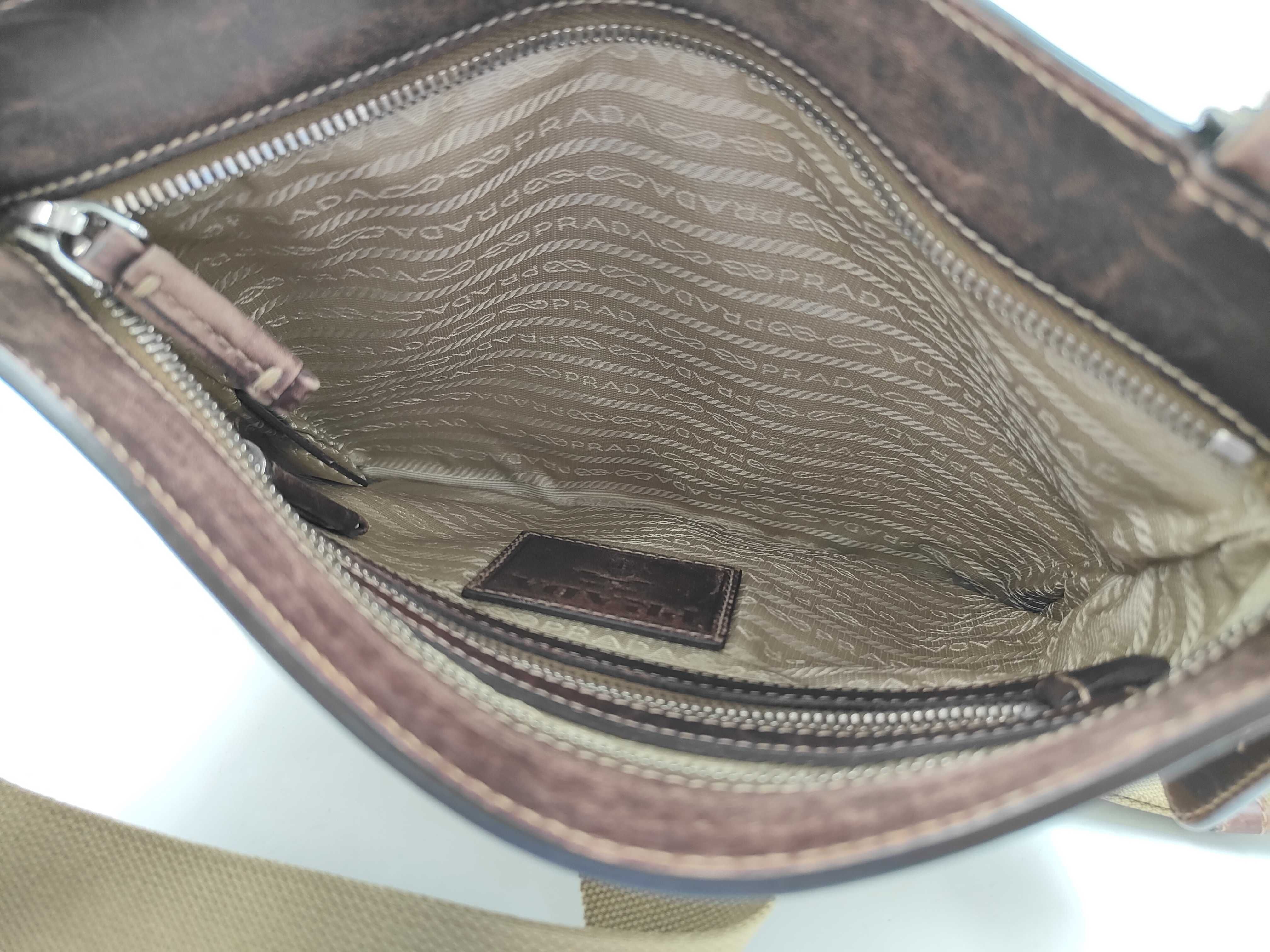 Shoulder Bag Jacquard Canvas Leather Brown Shoulder Bag — view 10
