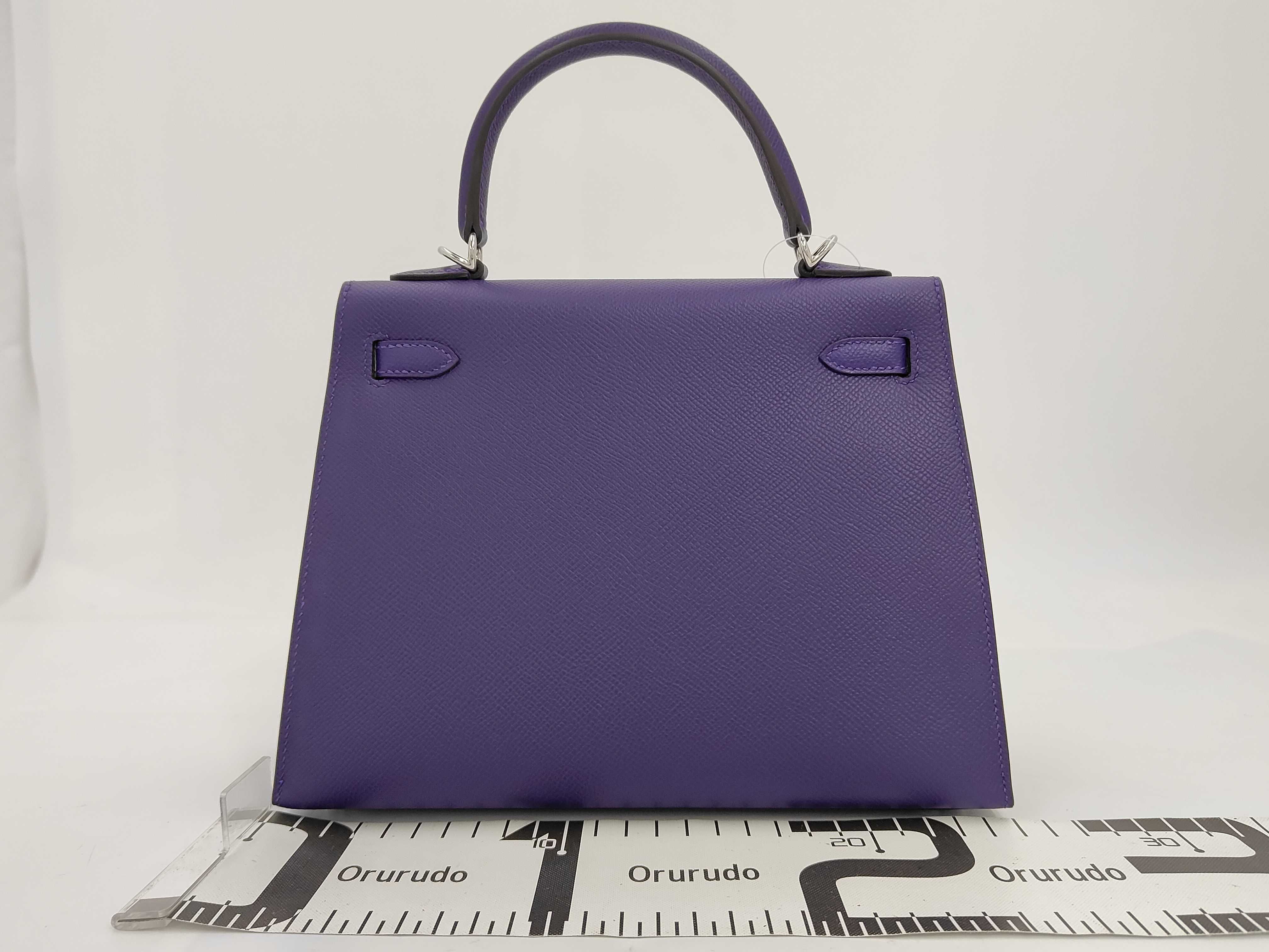 Kelly 25 Togo Purple SV G Stamp with Seal Shoulder Bag — view 2