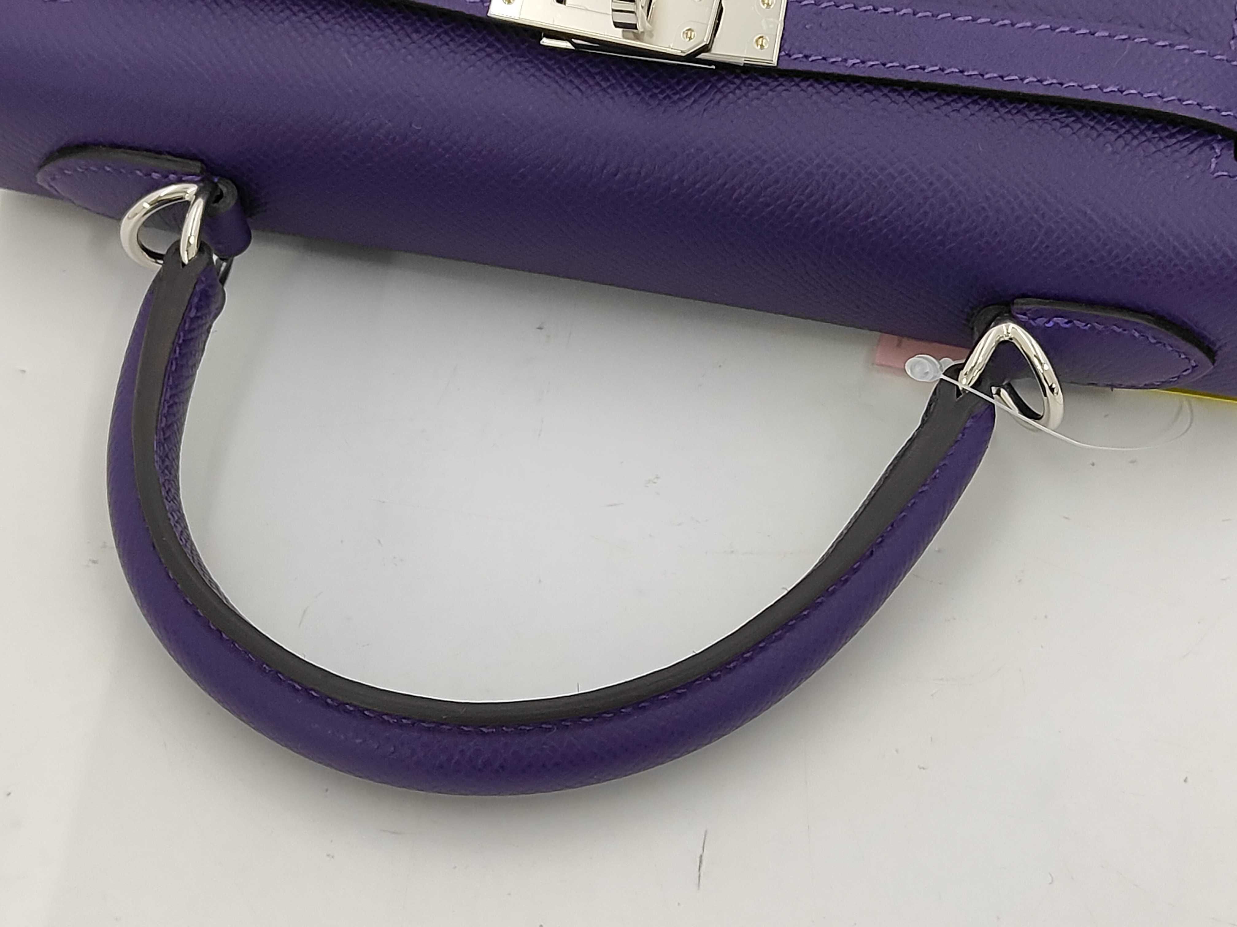 Kelly 25 Togo Purple SV G Stamp with Seal Shoulder Bag — view 3