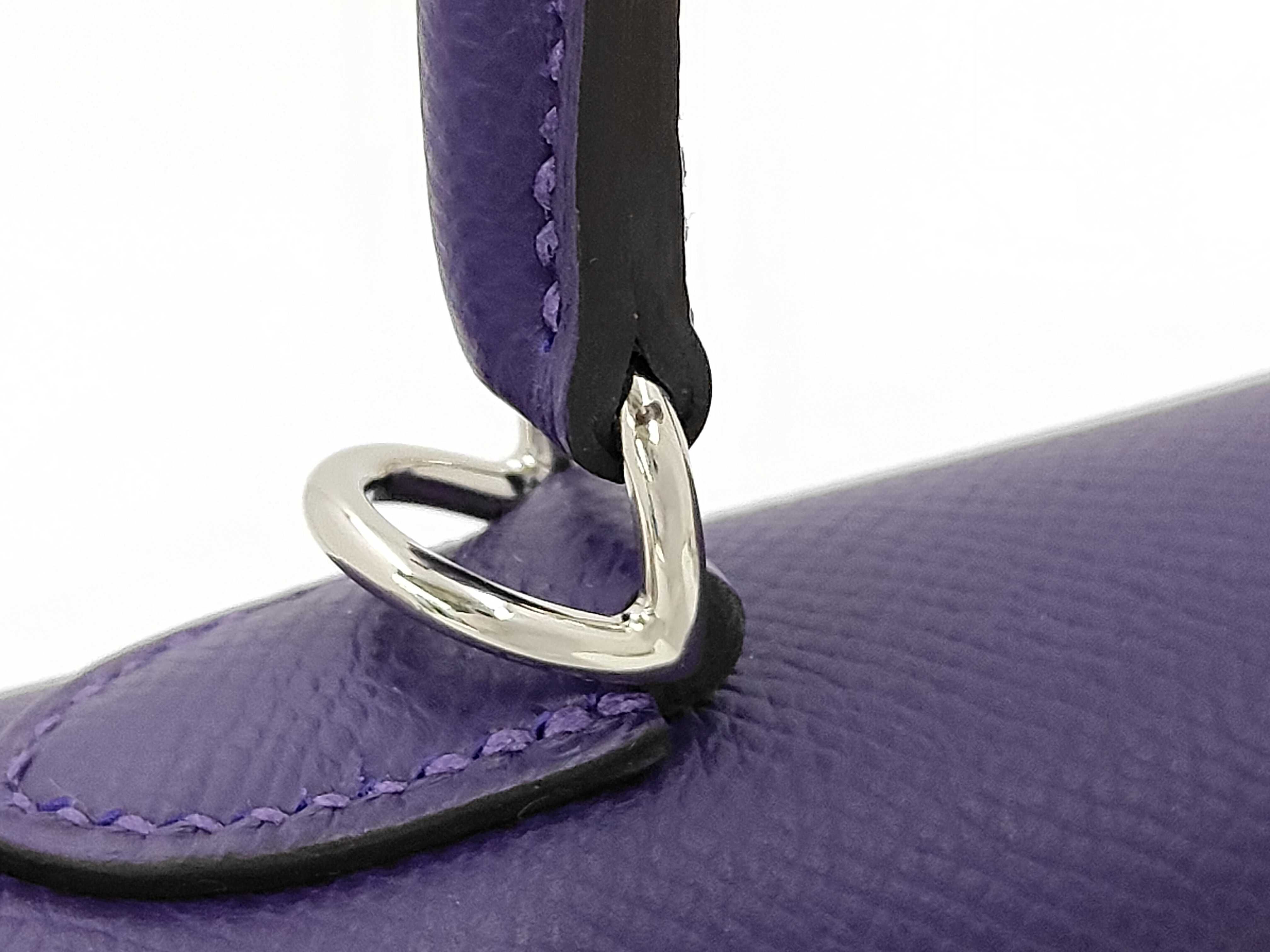 Kelly 25 Togo Purple SV G Stamp with Seal Shoulder Bag — view 5