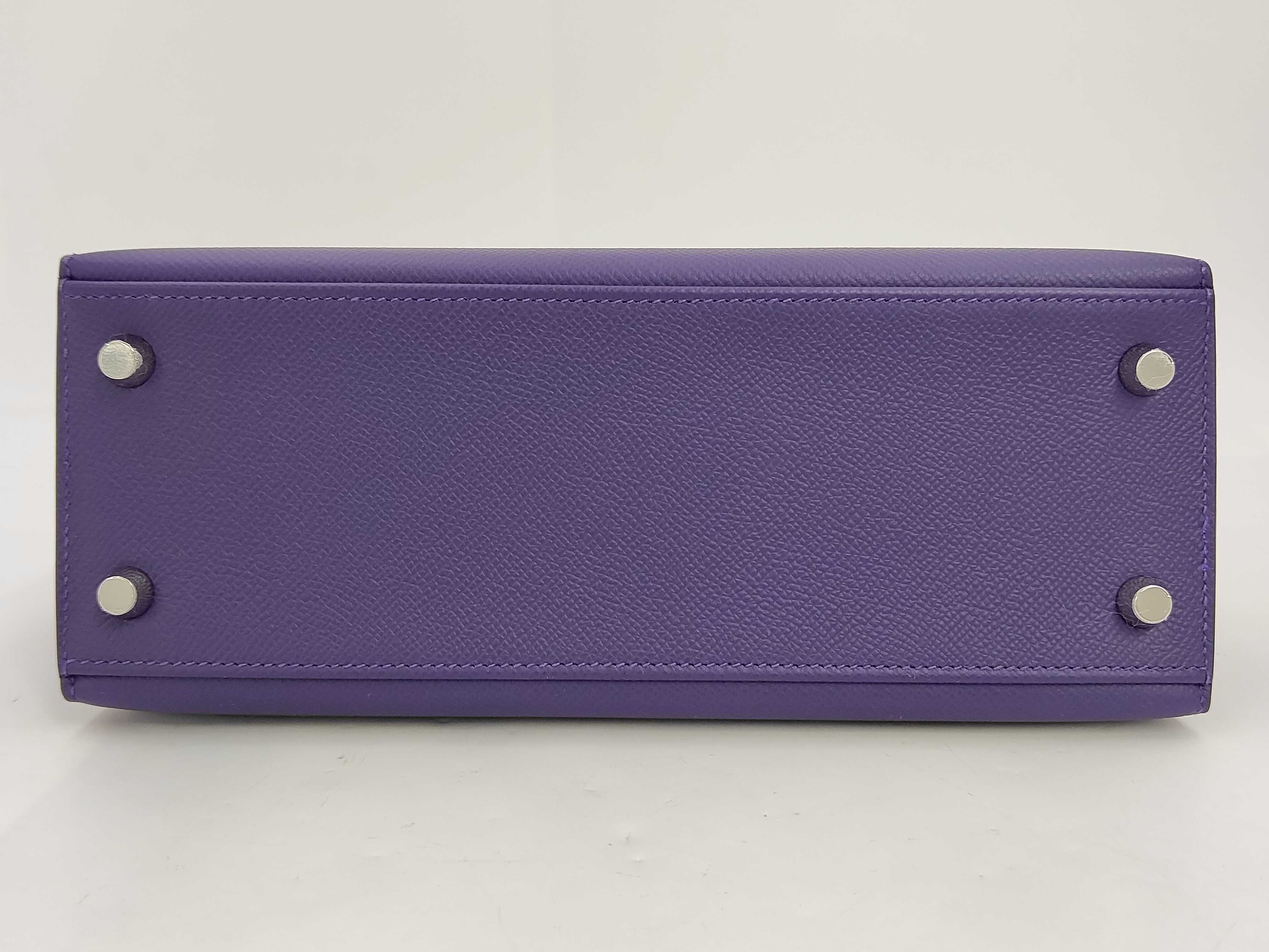 Kelly 25 Togo Purple SV G Stamp with Seal Shoulder Bag — view 6