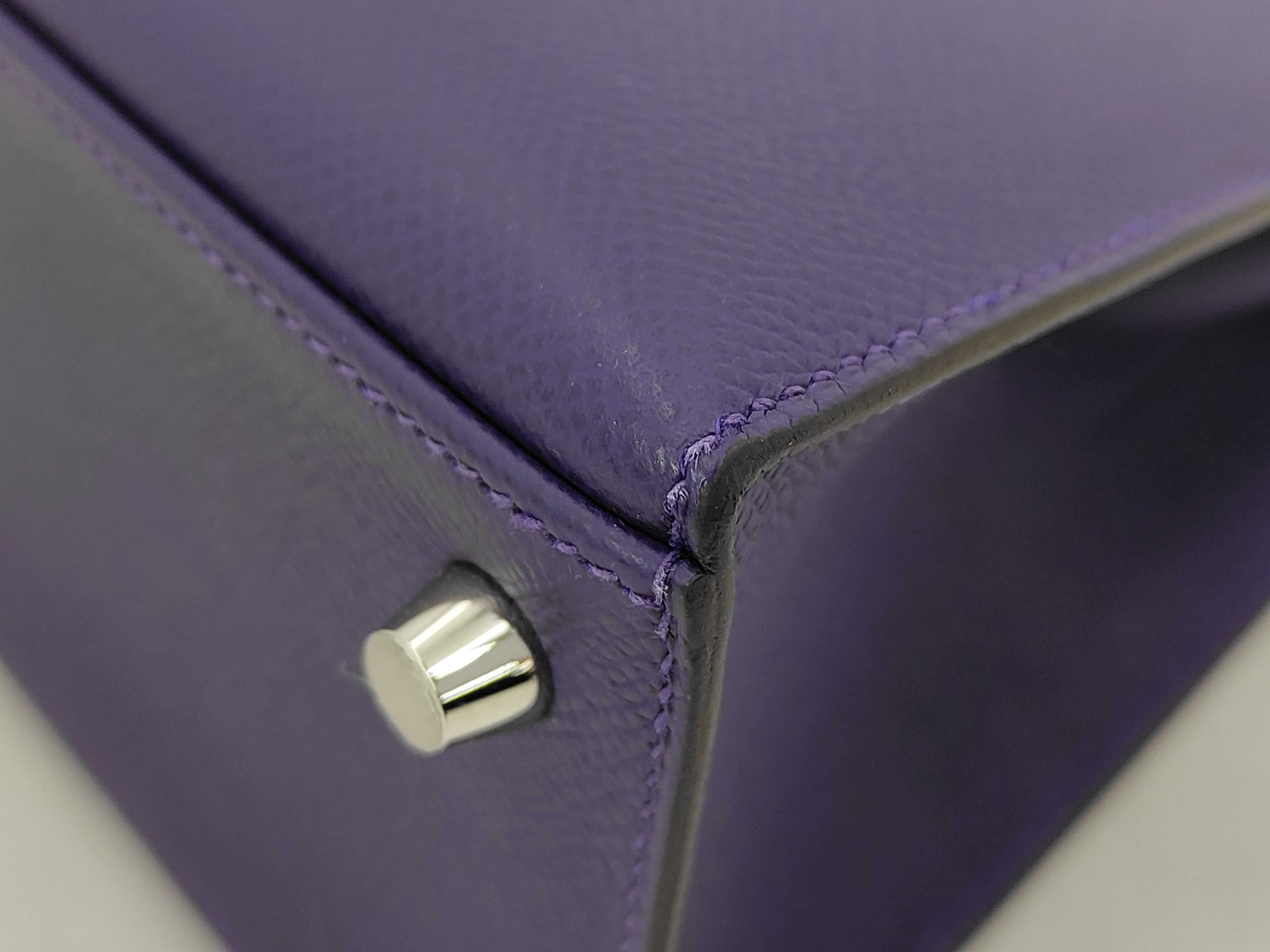 Kelly 25 Togo Purple SV G Stamp with Seal Shoulder Bag — view 7