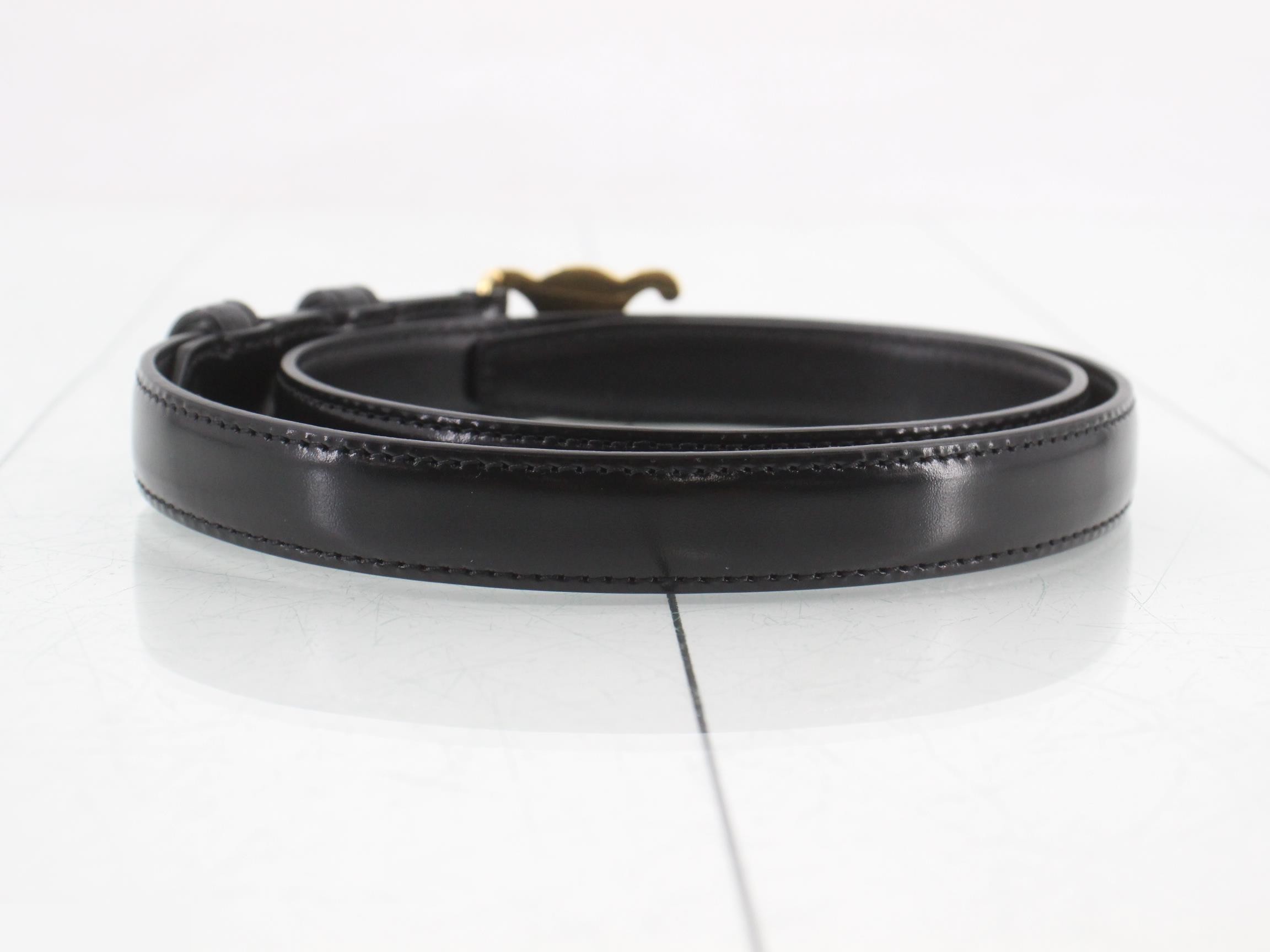 Triomphe Belt, Leather, Gold/Black — view 2