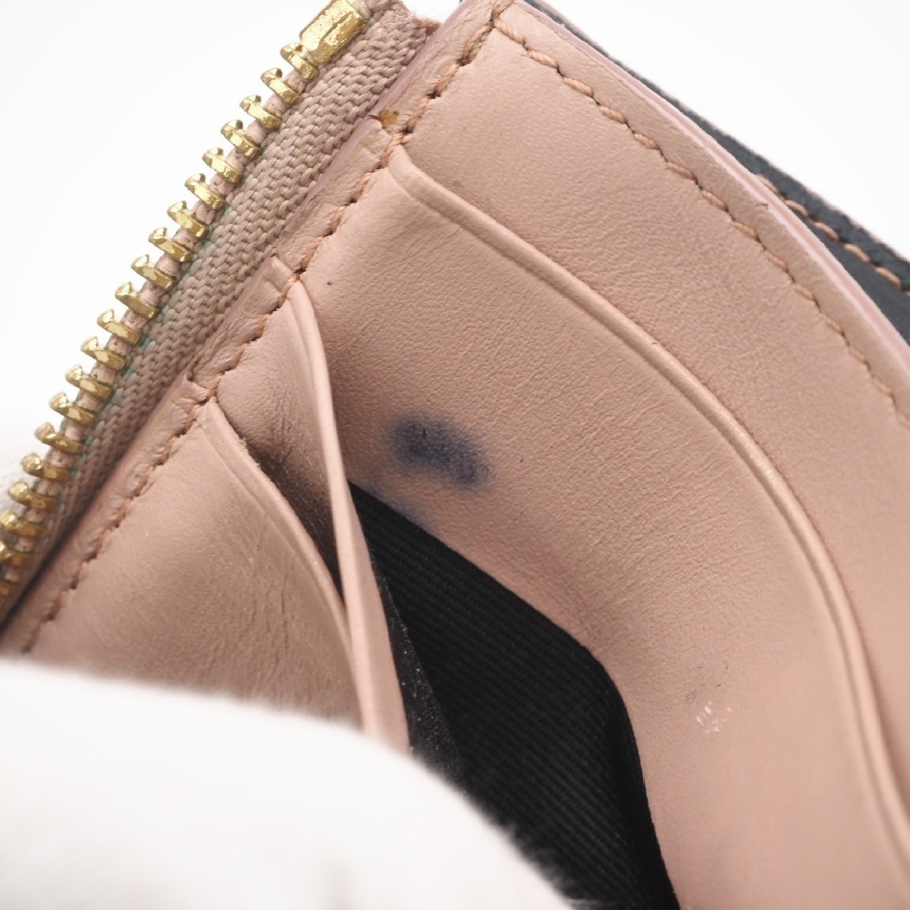 Leather Linen Compact Wallet, Pink — view 12