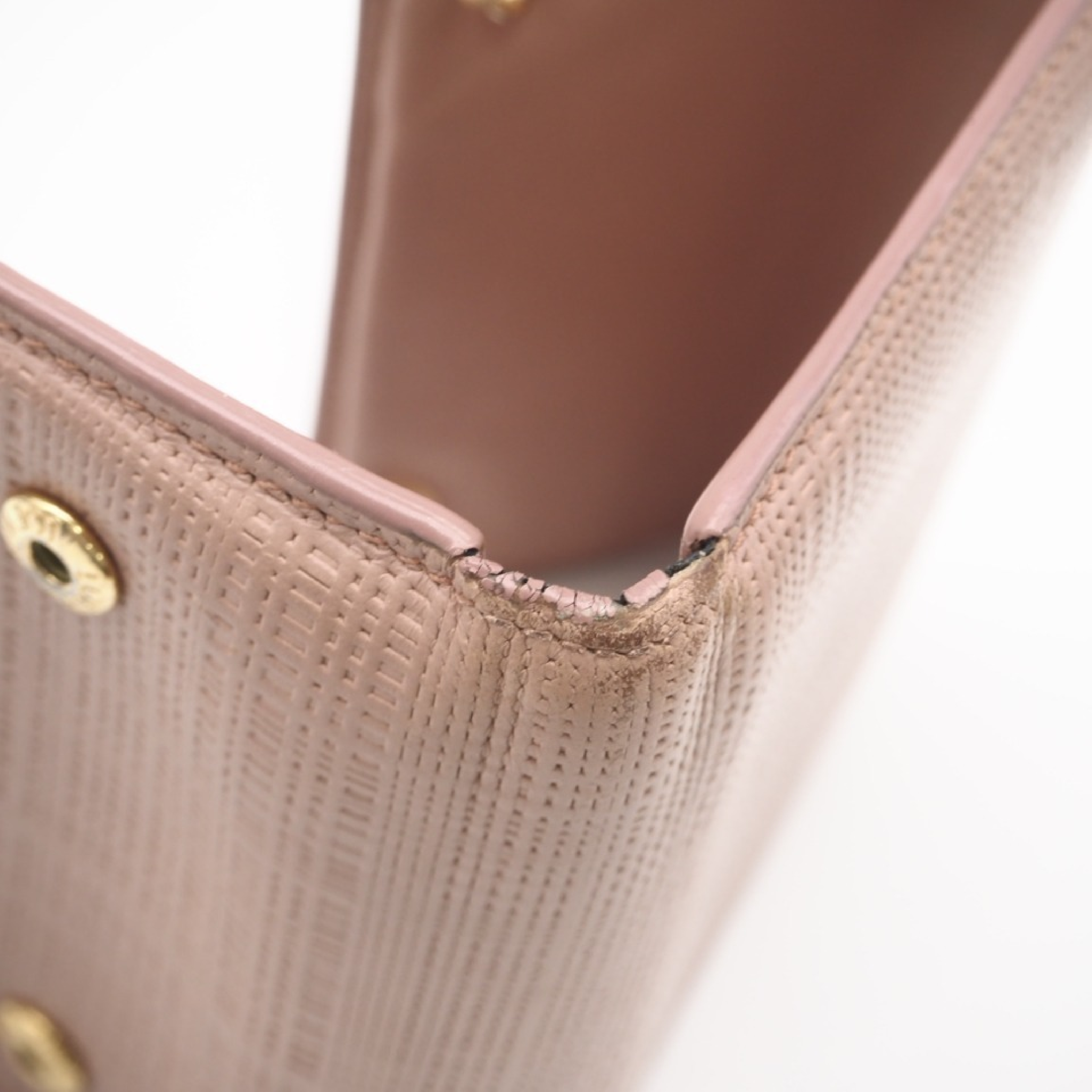 Leather Linen Compact Wallet, Pink — view 8