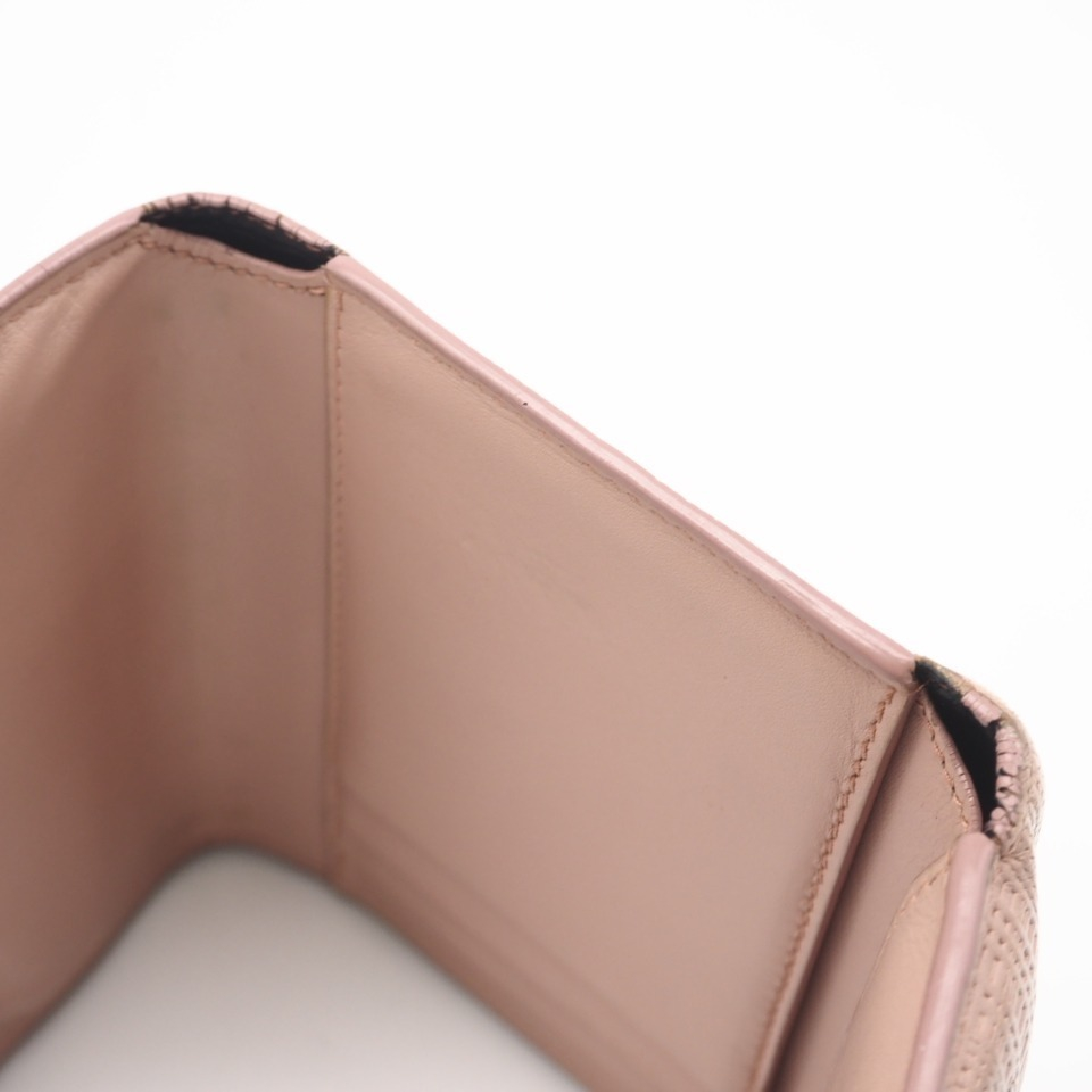 Leather Linen Compact Wallet, Pink — view 9