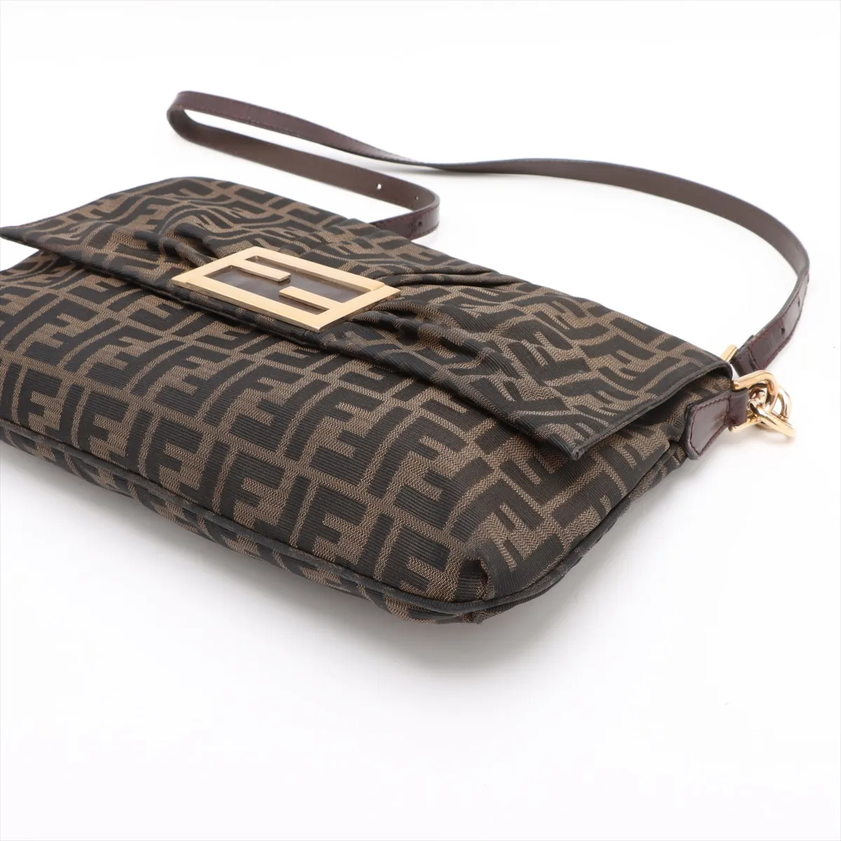 Zucca Canvas x Leather Shoulder Bag Brown 8BT163 — view 3