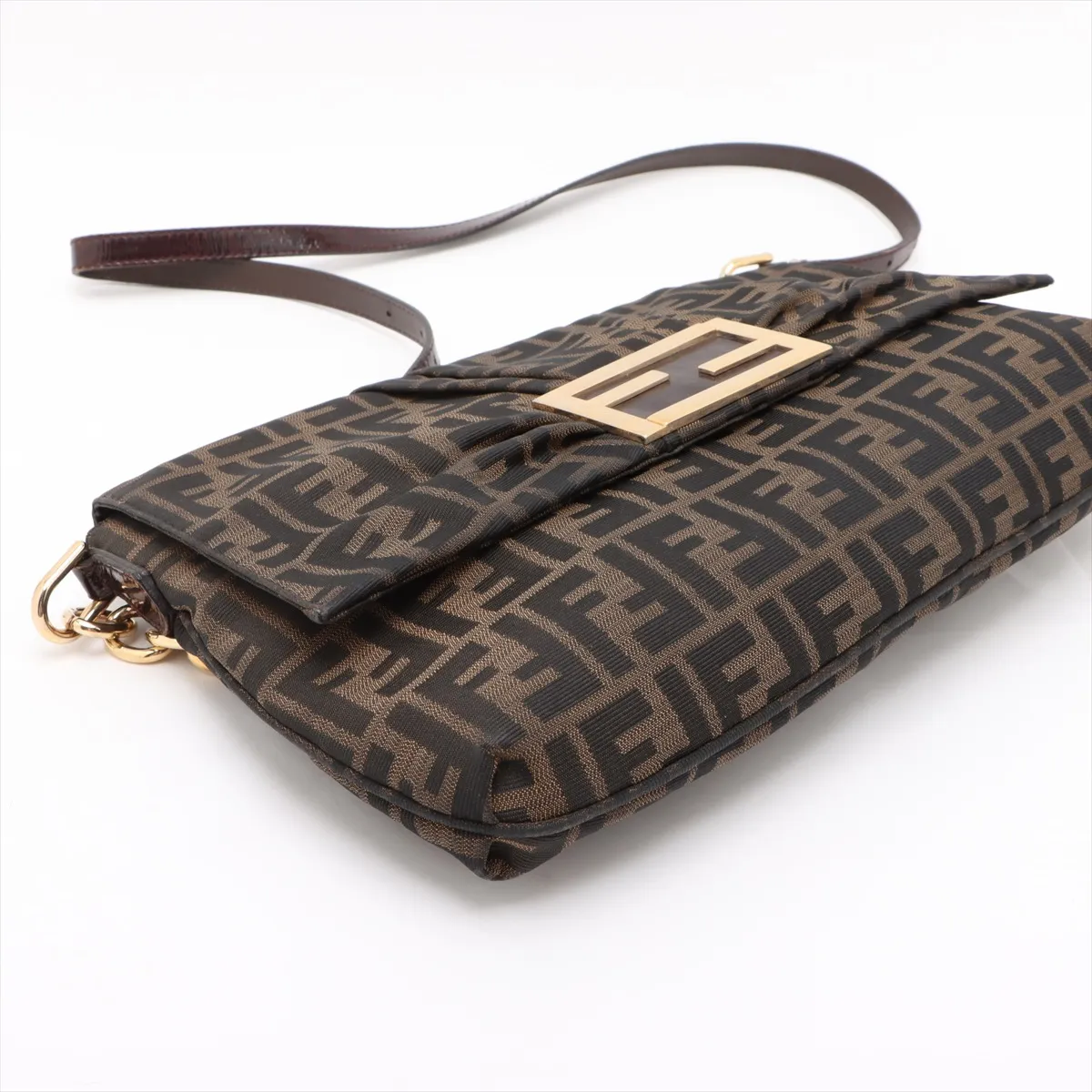 Zucca Canvas x Leather Shoulder Bag Brown 8BT163 — view 4