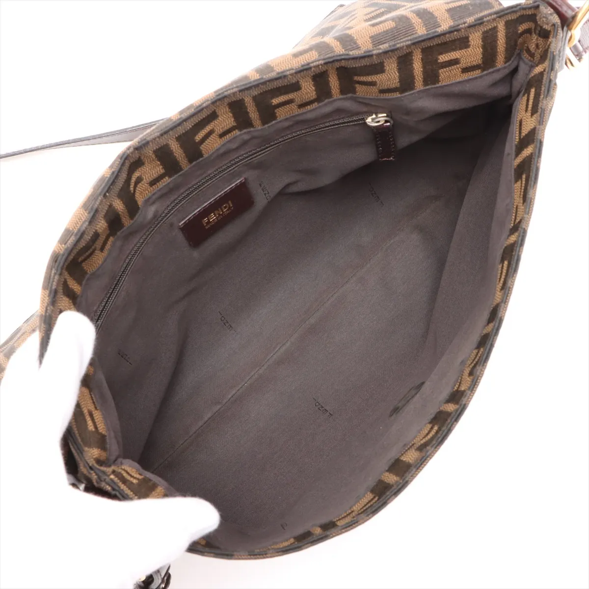 Zucca Canvas x Leather Shoulder Bag Brown 8BT163 — view 6