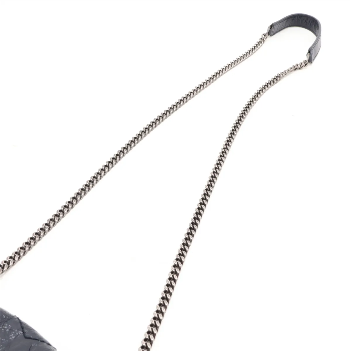 Niki 583103 Leather Chain Shoulder Bag, Navy — view 5
