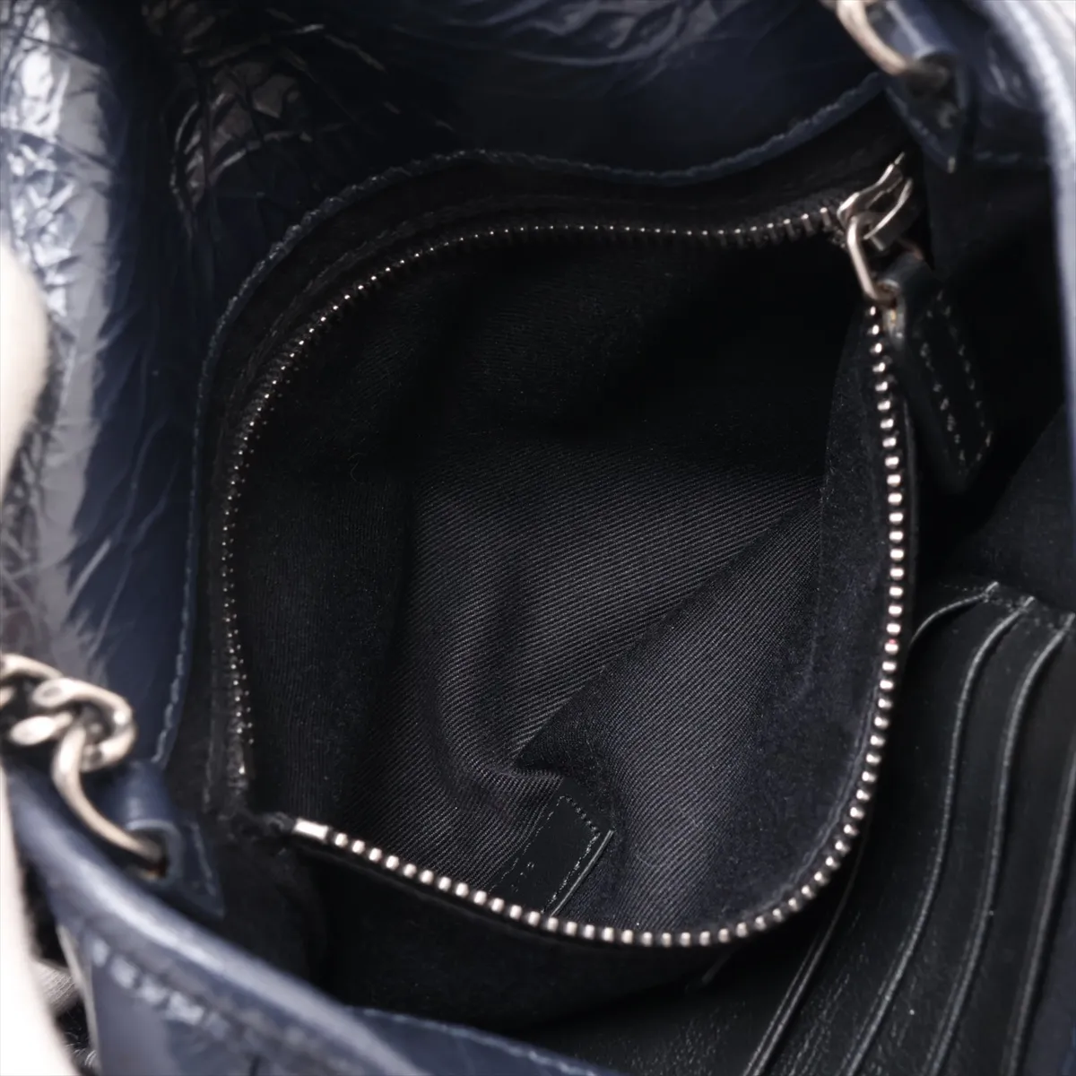 Niki 583103 Leather Chain Shoulder Bag, Navy — view 7