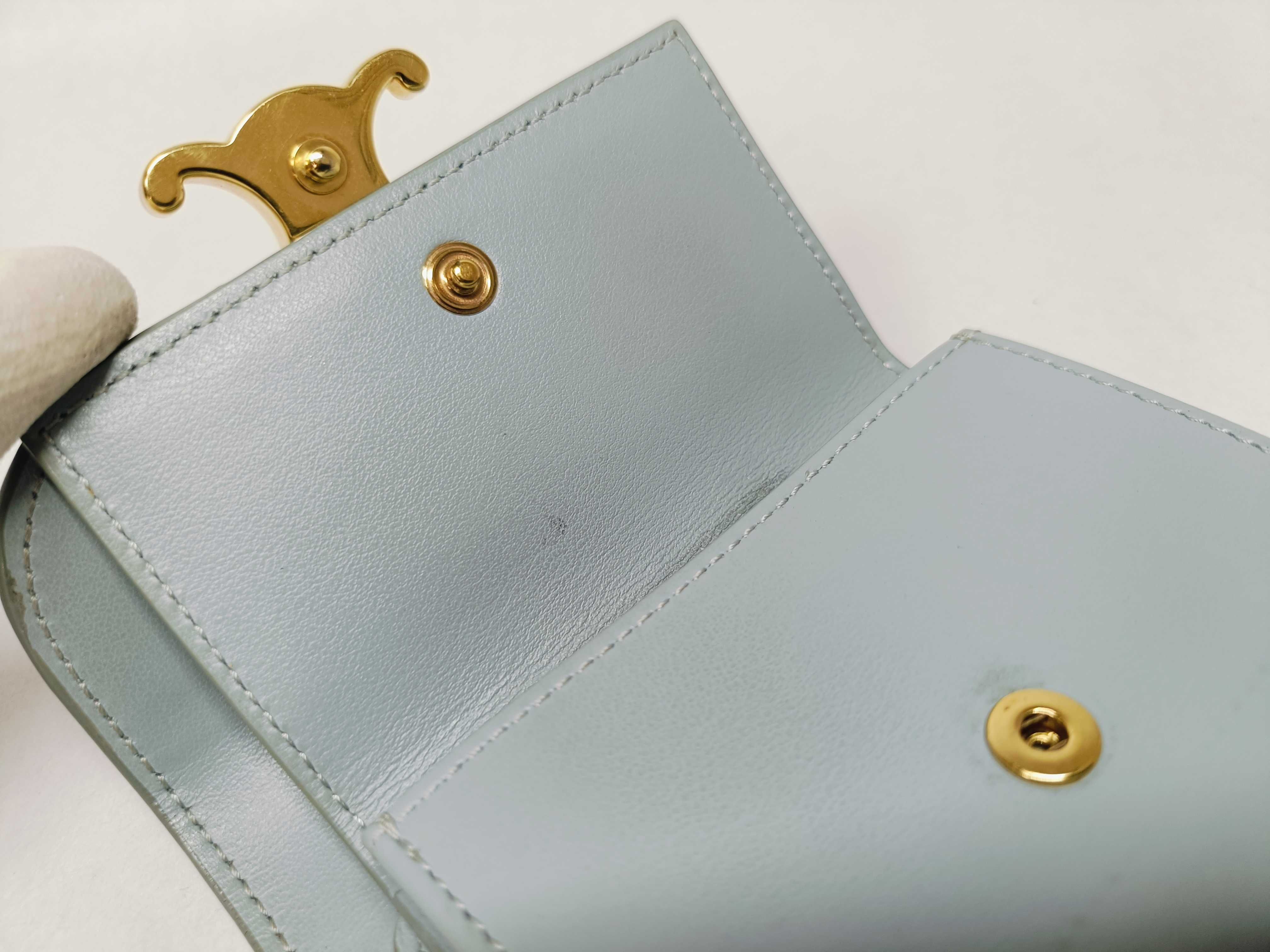 Triomphe Trifold Wallet, Light Blue — view 10