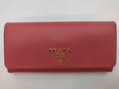 Pink Calfskin Long Wallet 1MH132