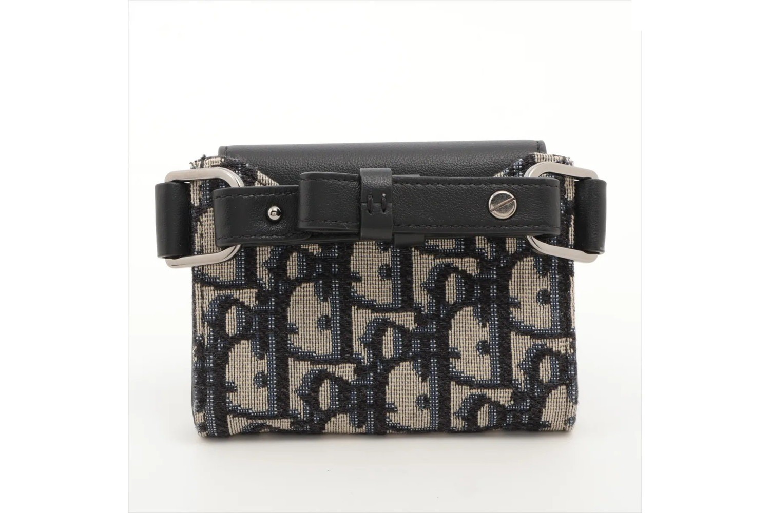 Oblique Leather Pouch Card Case - Black — view 2