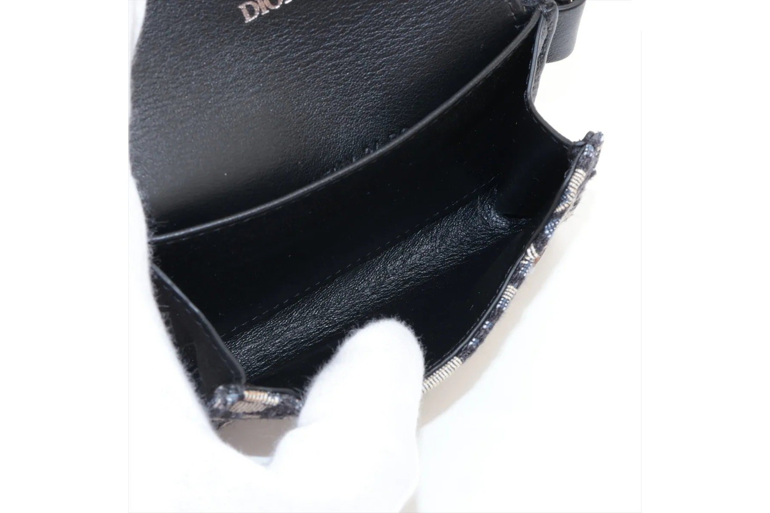 Oblique Leather Pouch Card Case - Black — view 4