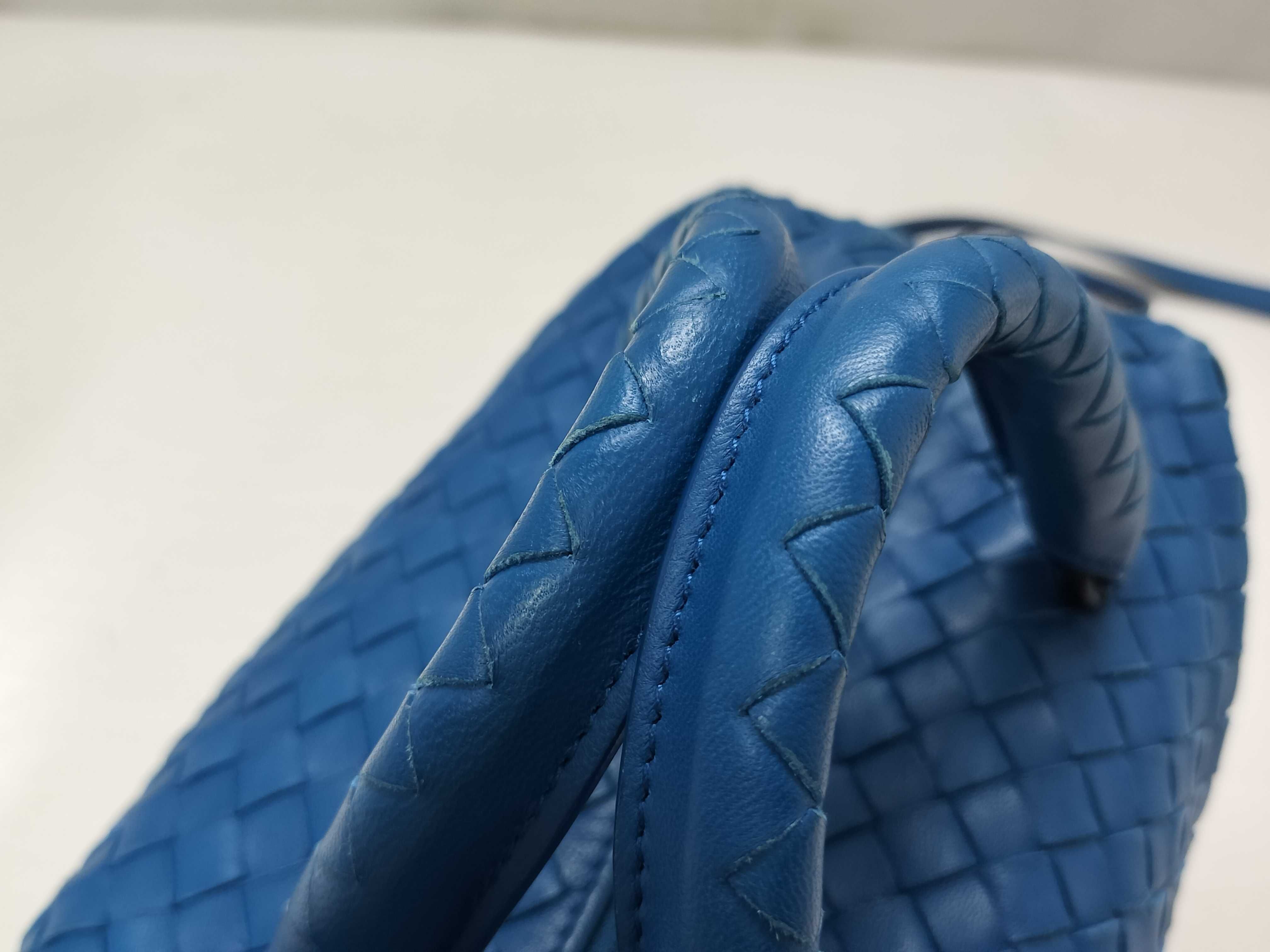 Intrecciato Leather 2-Way Shoulder Bag, Blue Handbag — view 4