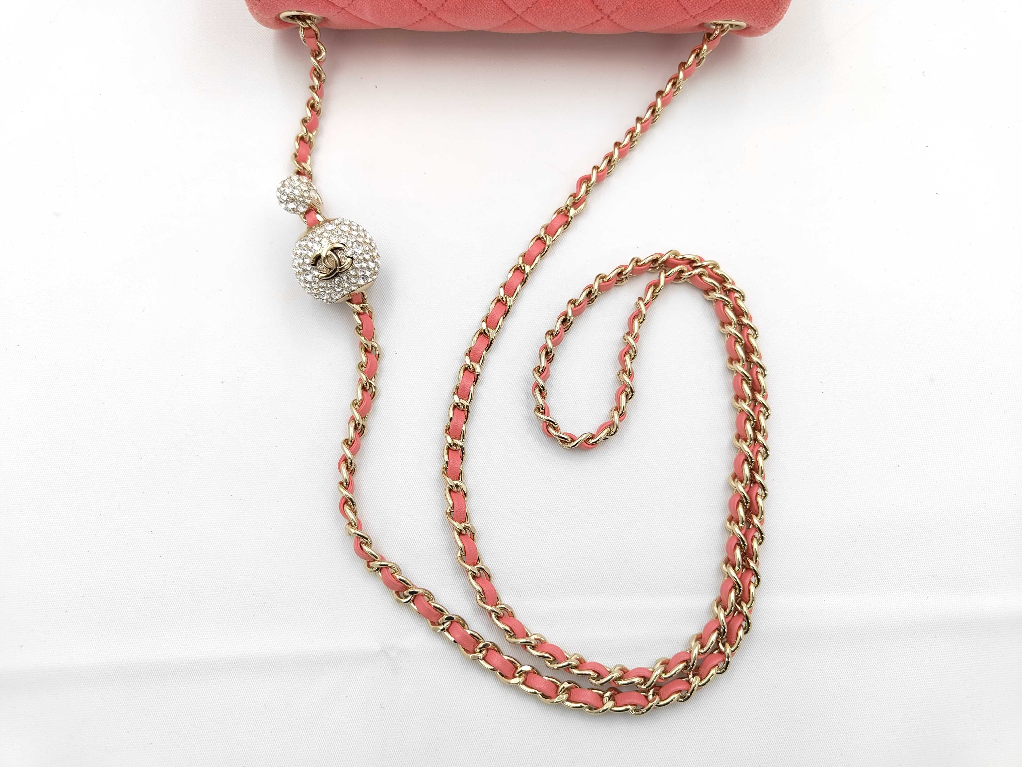 Tweed Pink Classic Flap Large Mini Gold Ball Shoulder Bag — view 3