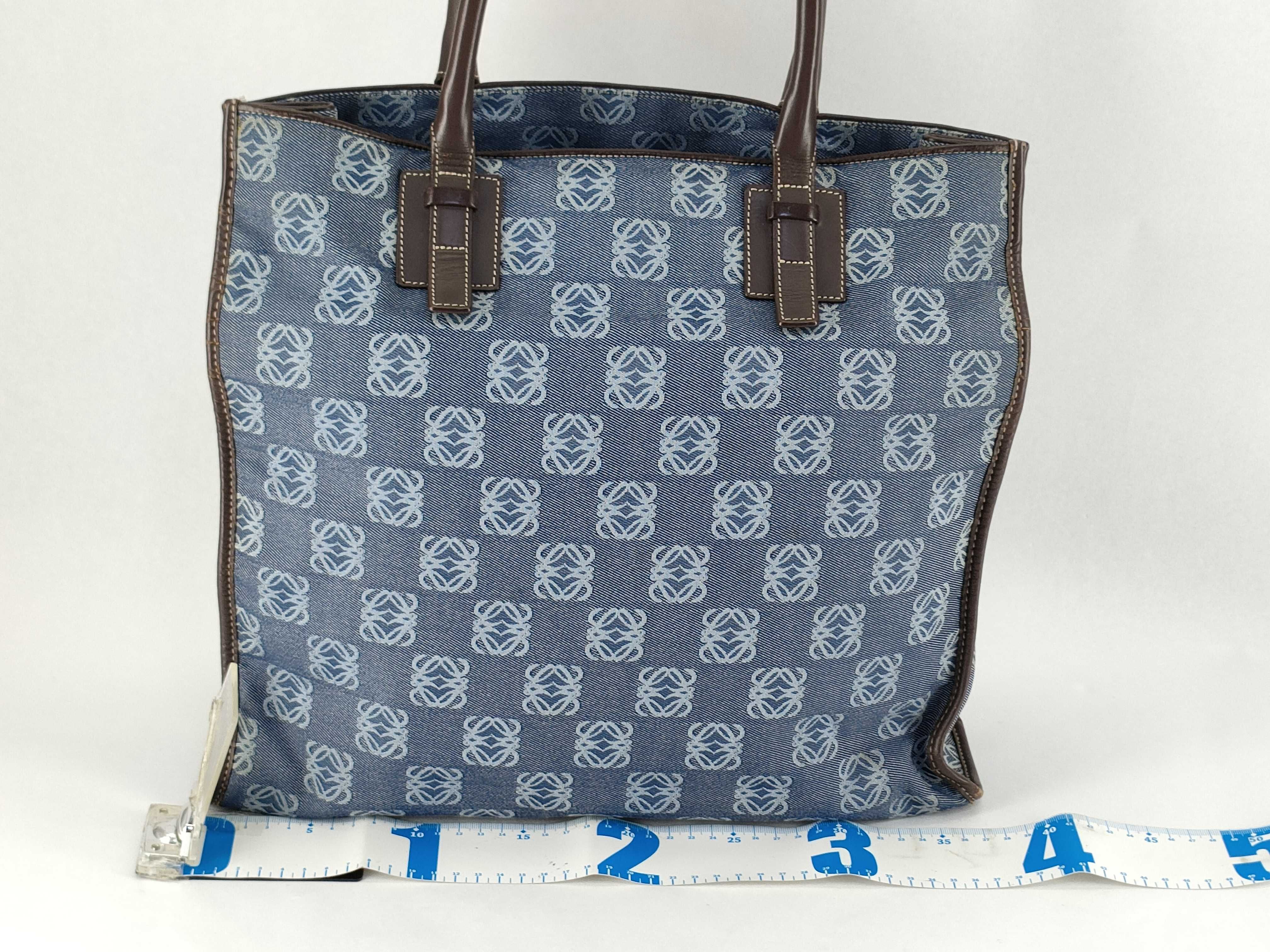 Anagram Tote Bag, Canvas x Leather, Blue Tote Bag — view 2