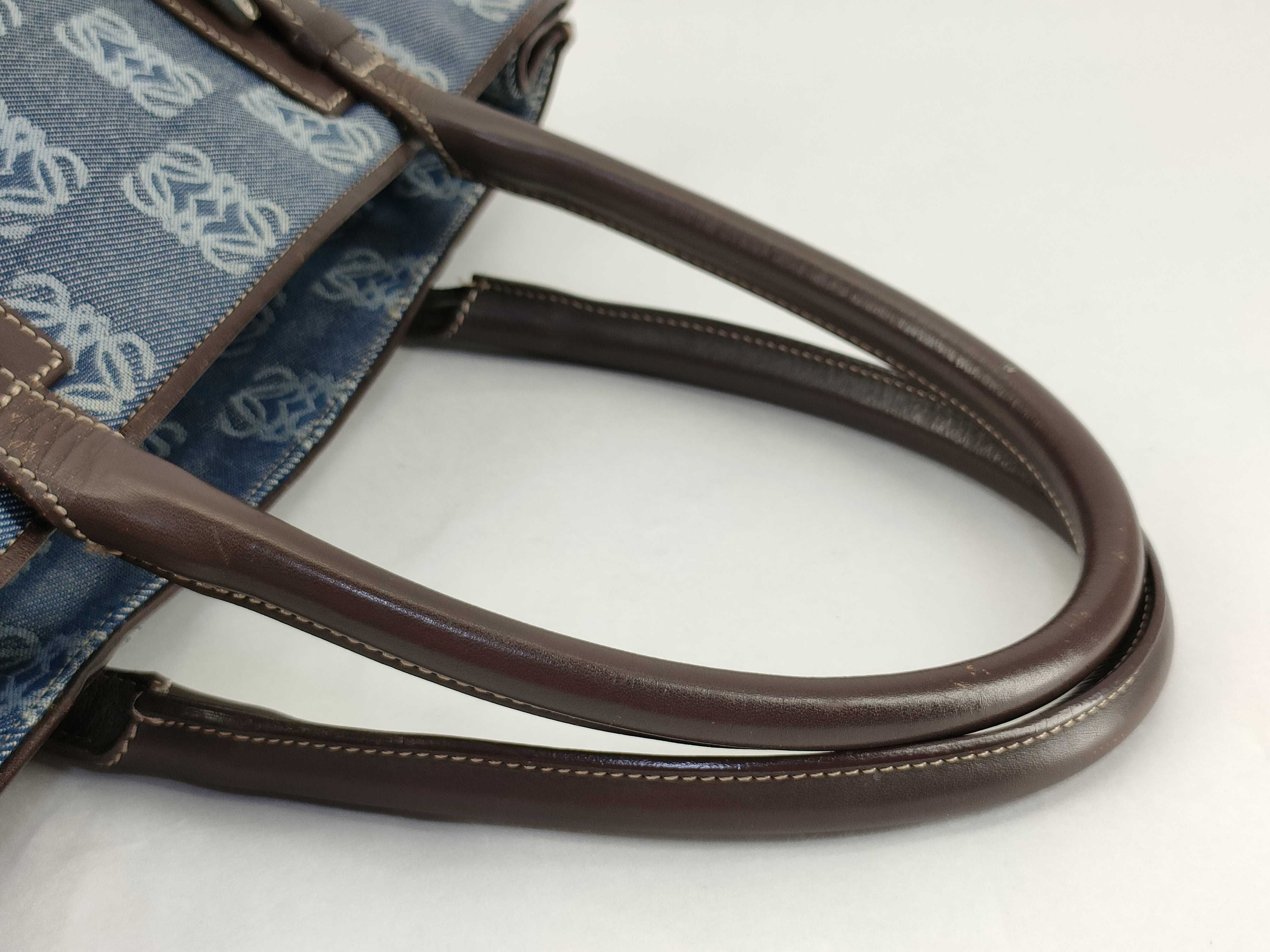 Anagram Tote Bag, Canvas x Leather, Blue Tote Bag — view 3