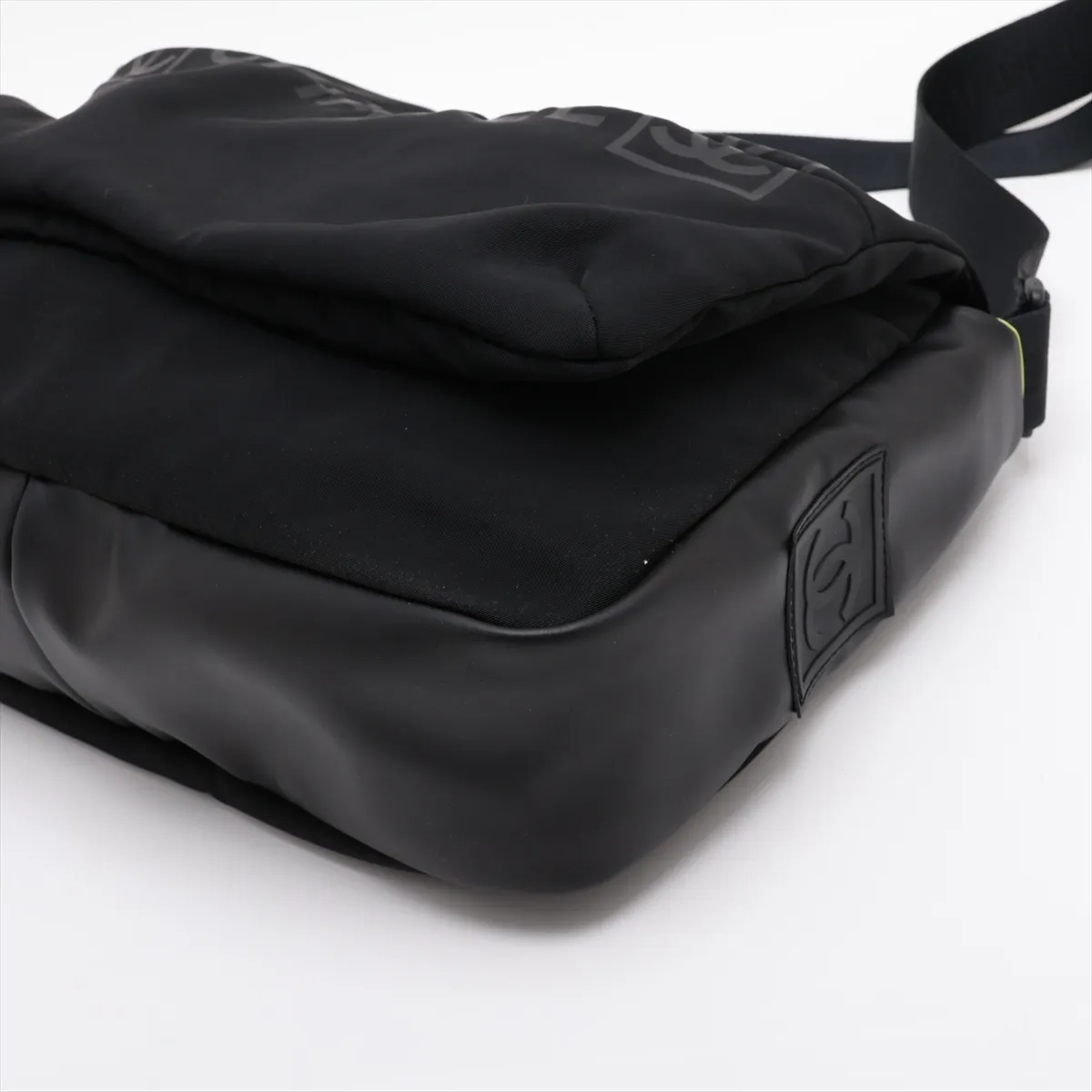 Sport Line Nylon x Rubber Shoulder Bag, Black with Silver Hardware, 9424433, Series 9 — view 3