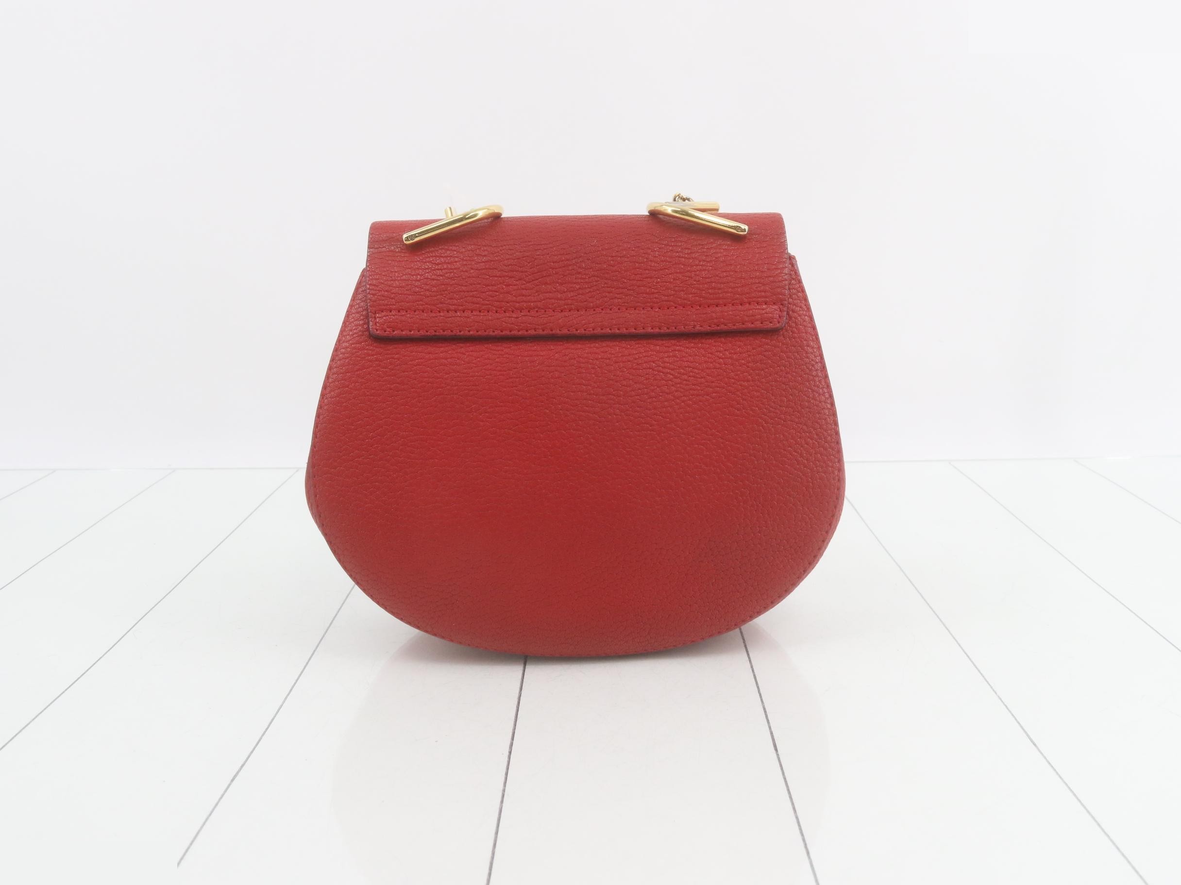 Drew Leather Chain Shoulder Bag, Red — view 2