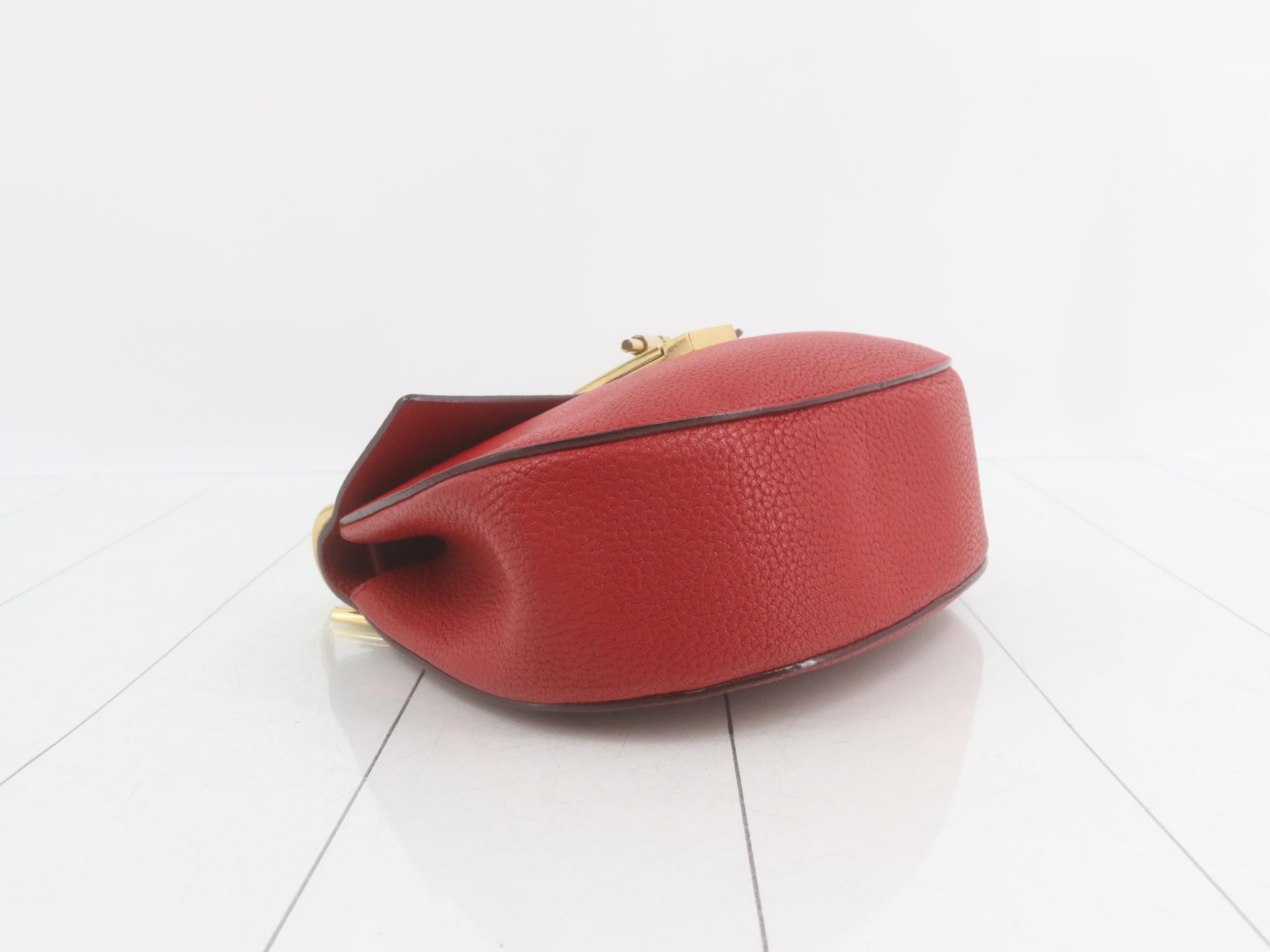 Drew Leather Chain Shoulder Bag, Red — view 5