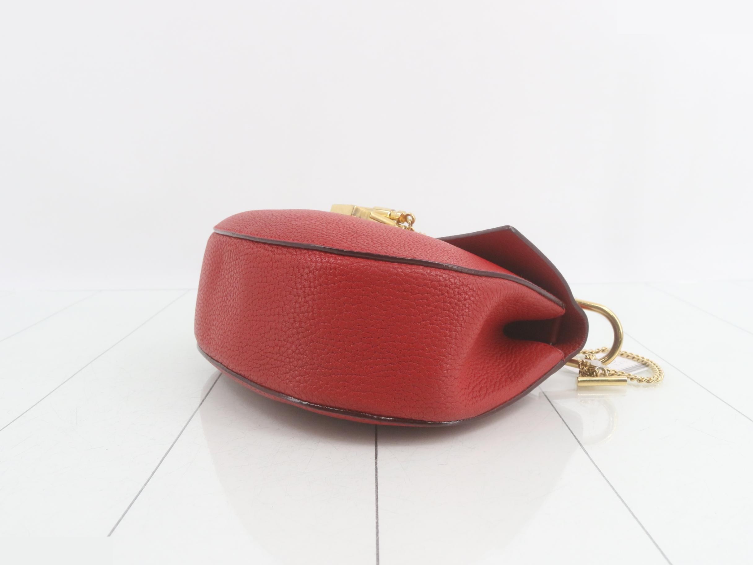 Drew Leather Chain Shoulder Bag, Red — view 6