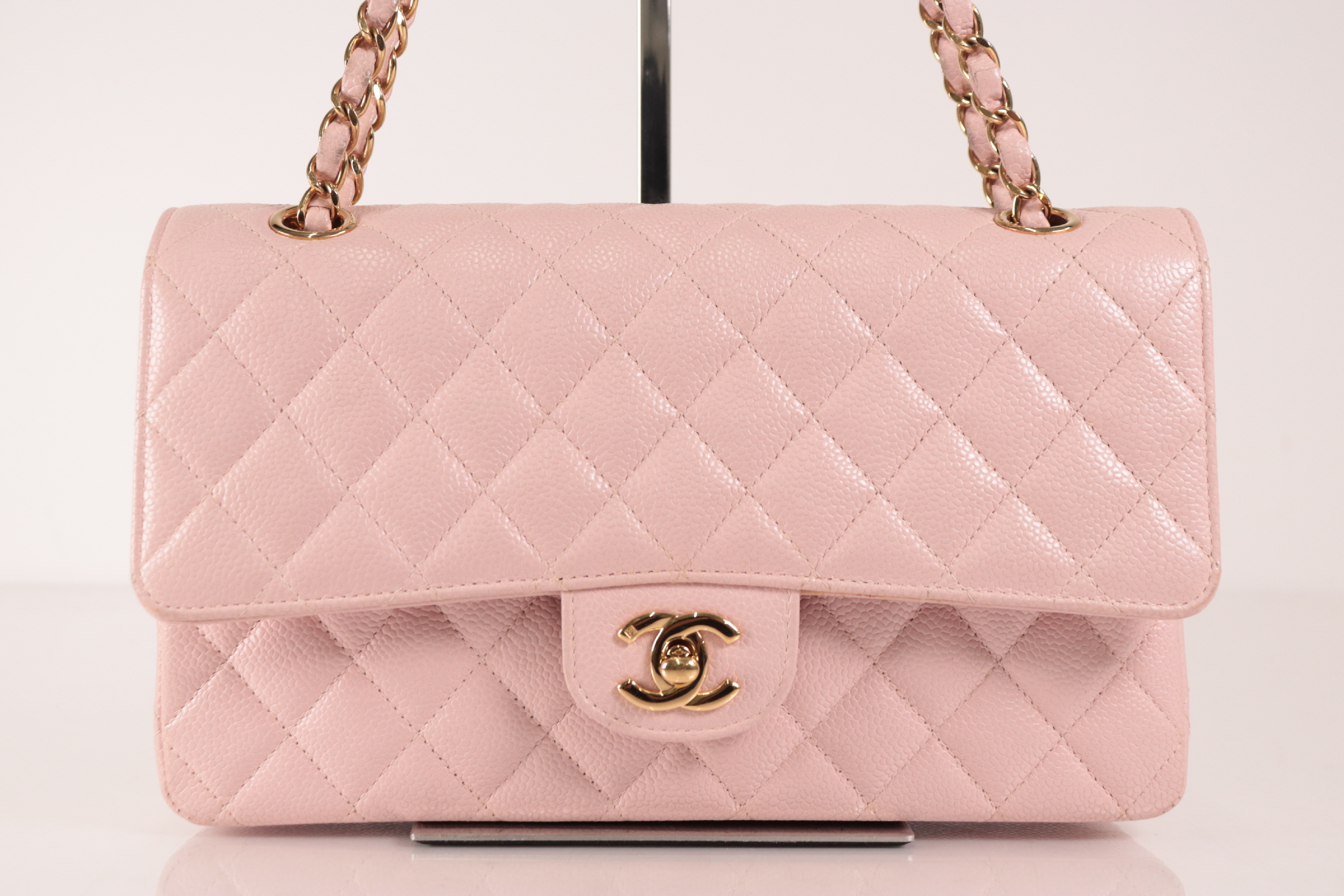 Double Flap 25 Caviar Chain Shoulder Bag, Pink, Series 7 — view 2
