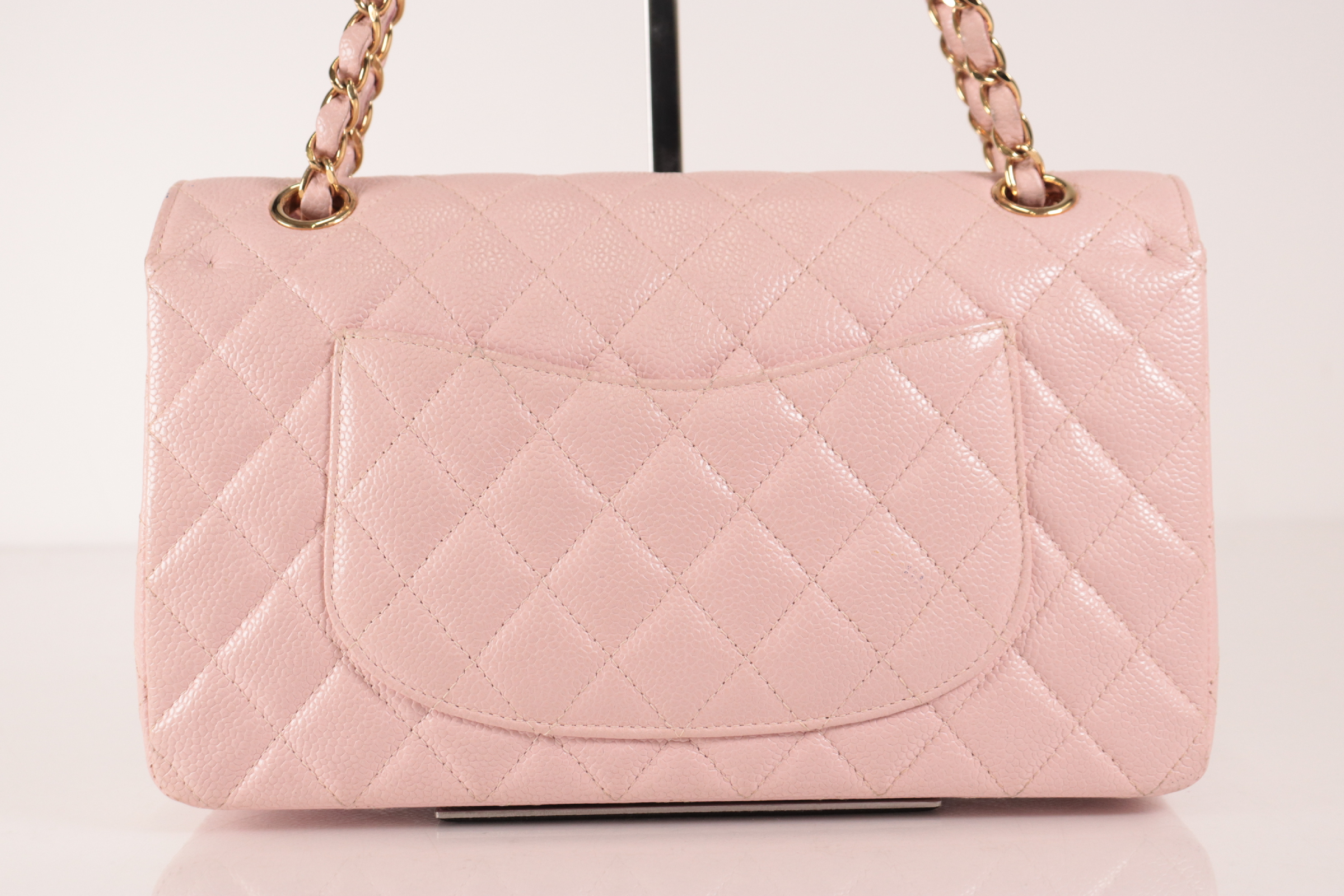 Double Flap 25 Caviar Chain Shoulder Bag, Pink, Series 7 — view 3