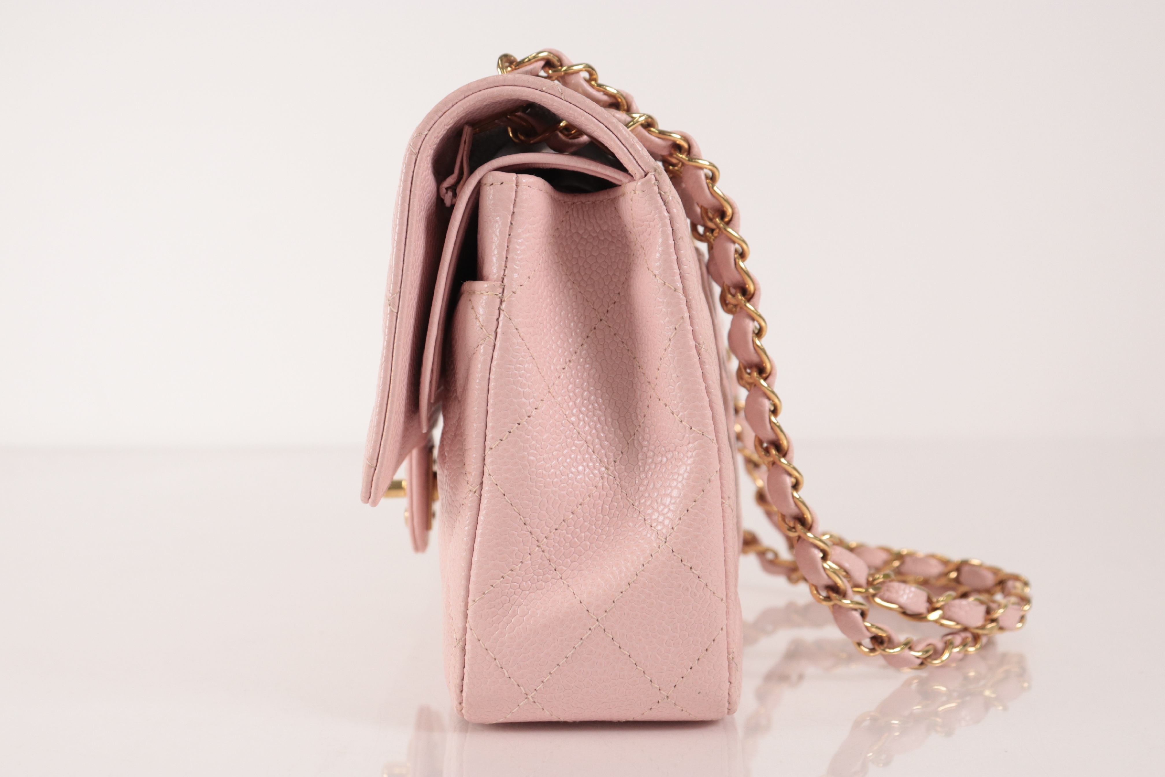 Double Flap 25 Caviar Chain Shoulder Bag, Pink, Series 7 — view 4