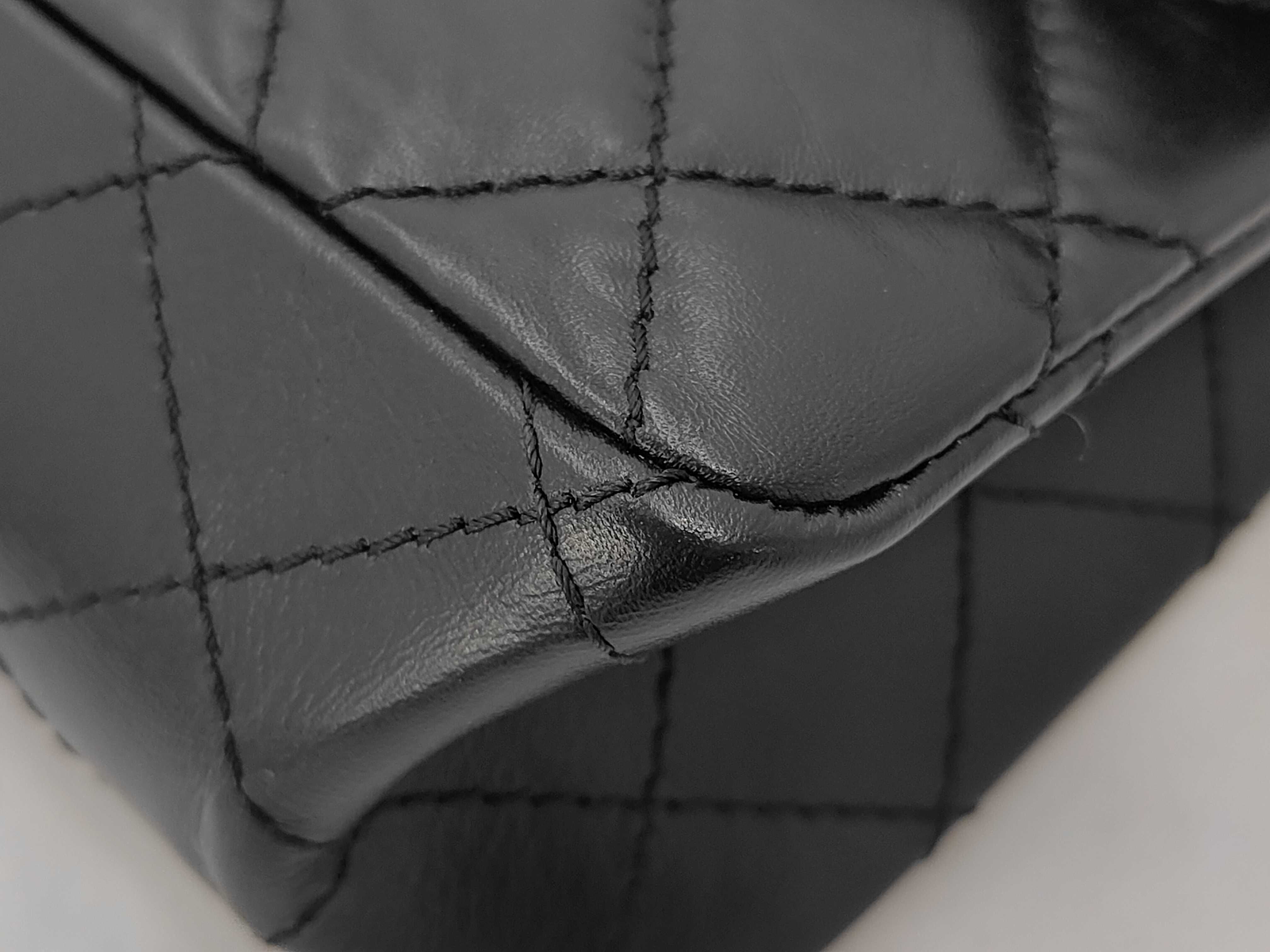 2.55 Large Flap Bag, Black Aged Calfskin Matelassé Chain Shoulder Bag, Gold Hardware, A3758 Shoulder Bag — view 3