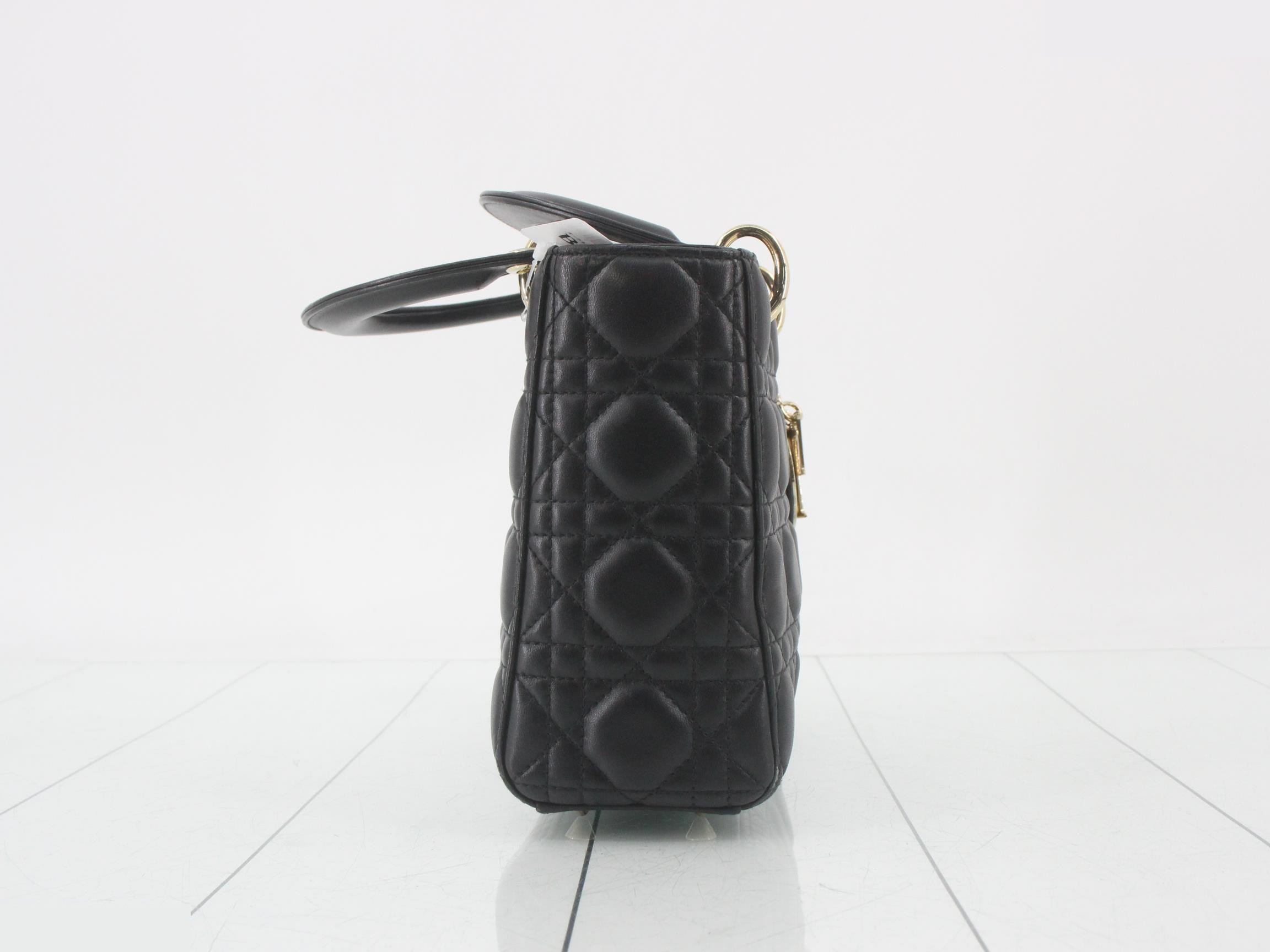 Lady Dior Small 2-Way Lambskin Bag, Black, with Strap, W20cm — view 4