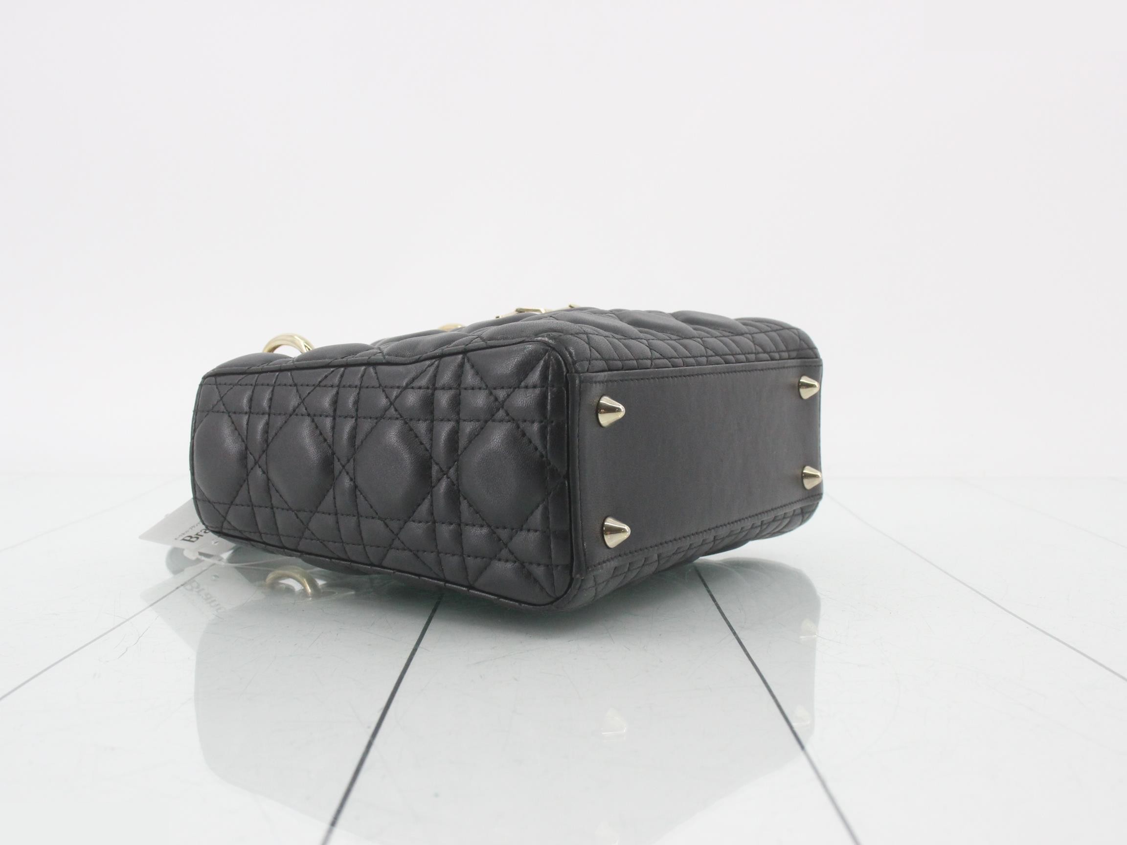 Lady Dior Small 2-Way Lambskin Bag, Black, with Strap, W20cm — view 5