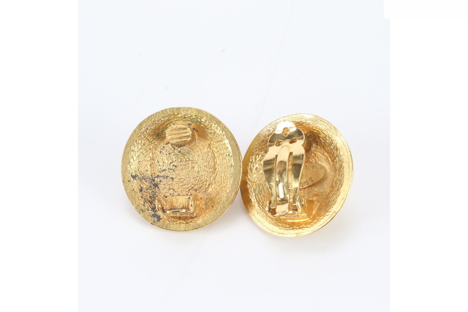 Circle Gold Faux Pearl Earrings — view 2