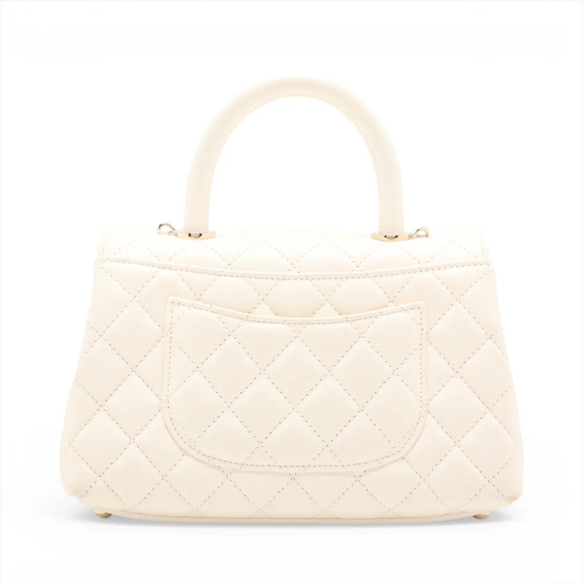 Coco Handle 24 XS Caviar Skin 2-Way Handbag, White with Gold Hardware, H2XLU24K, Random Plate, A92990 — view 2