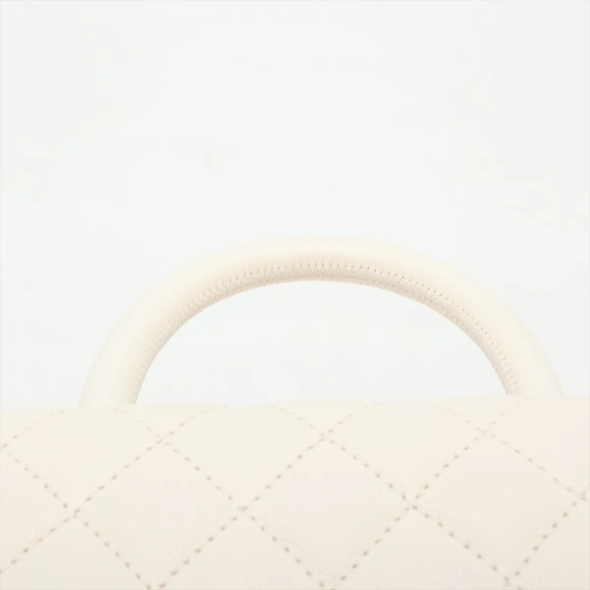 Coco Handle 24 XS Caviar Skin 2-Way Handbag, White with Gold Hardware, H2XLU24K, Random Plate, A92990 — view 6