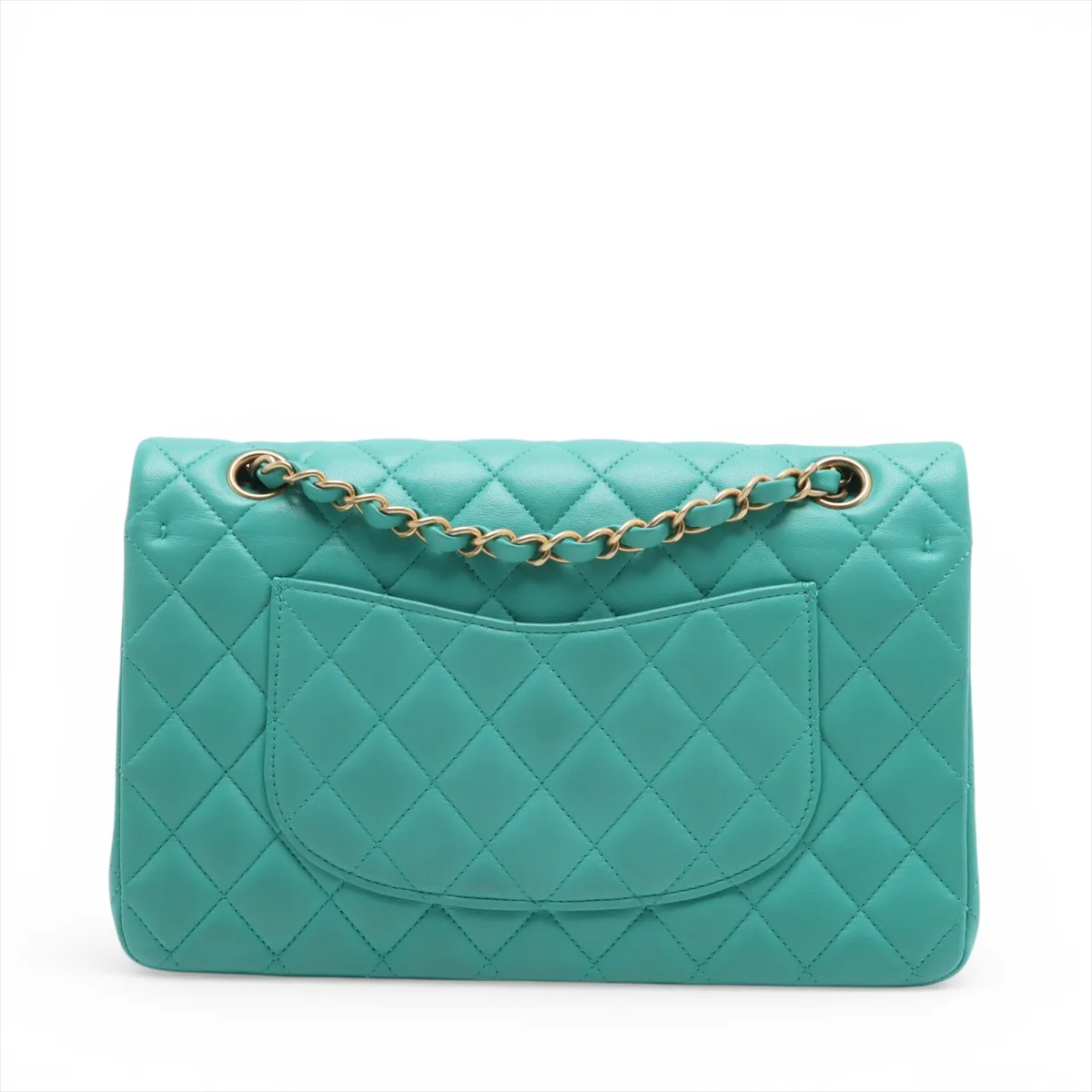 [Individually wrapped] Chanel Matelasse 25 Lambskin Double Flap Double Chain Bag Blue Gold Hardware 27912792 27th Series A01112 — view 2