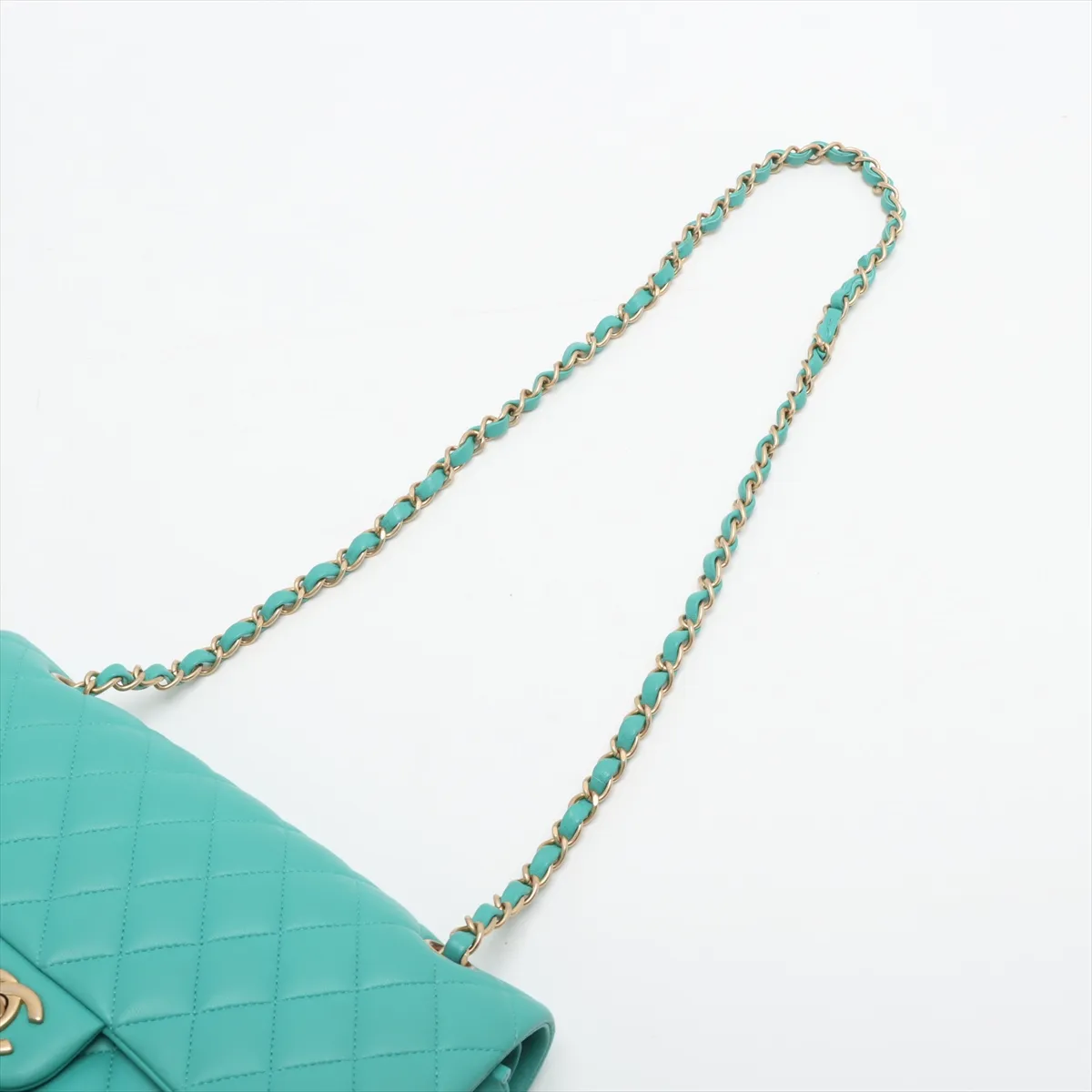 [Individually wrapped] Chanel Matelasse 25 Lambskin Double Flap Double Chain Bag Blue Gold Hardware 27912792 27th Series A01112 — view 5